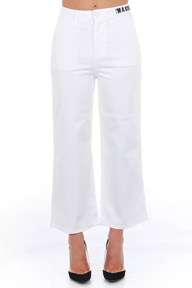 Frankie Morello White Cotton Women's Cropped Trouser