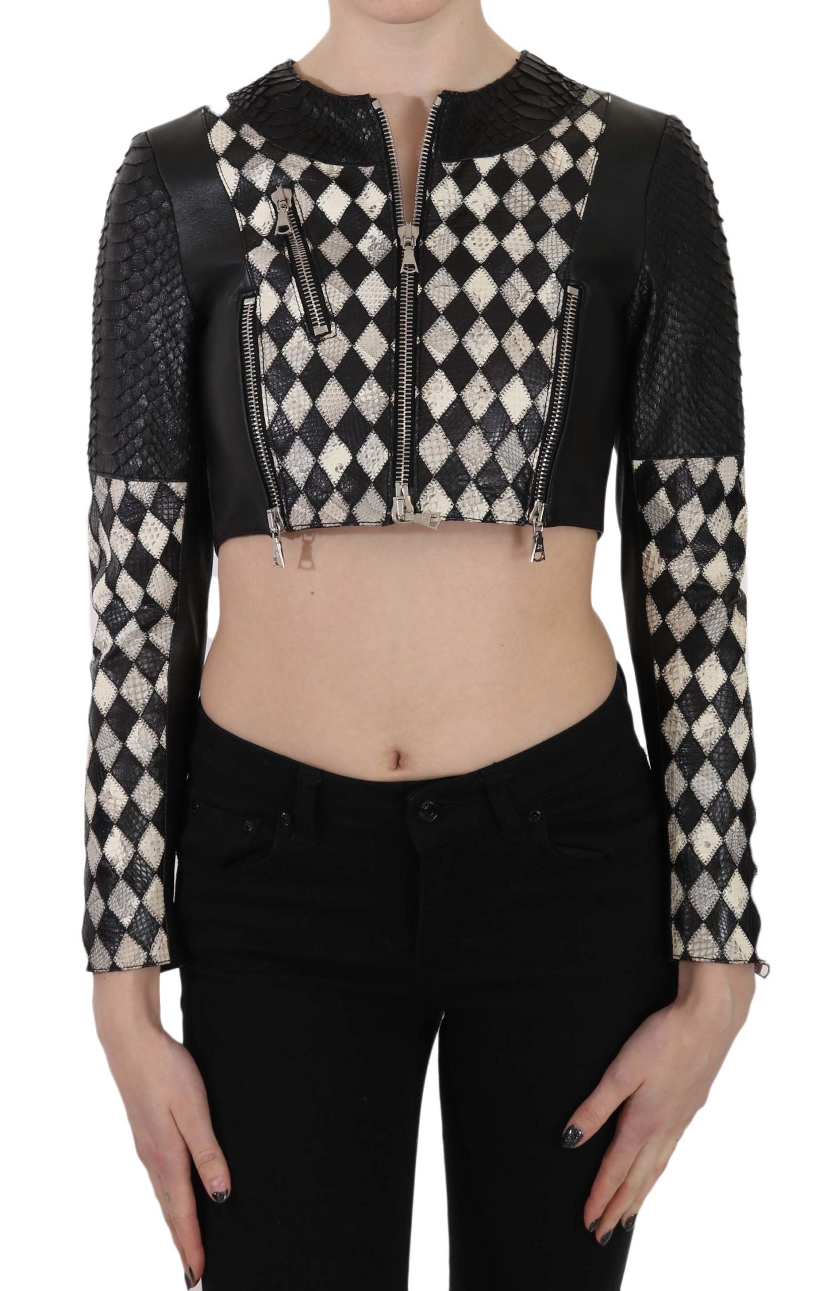 John Richmond Chic Biker-Inspired Cropped Leather Jacket