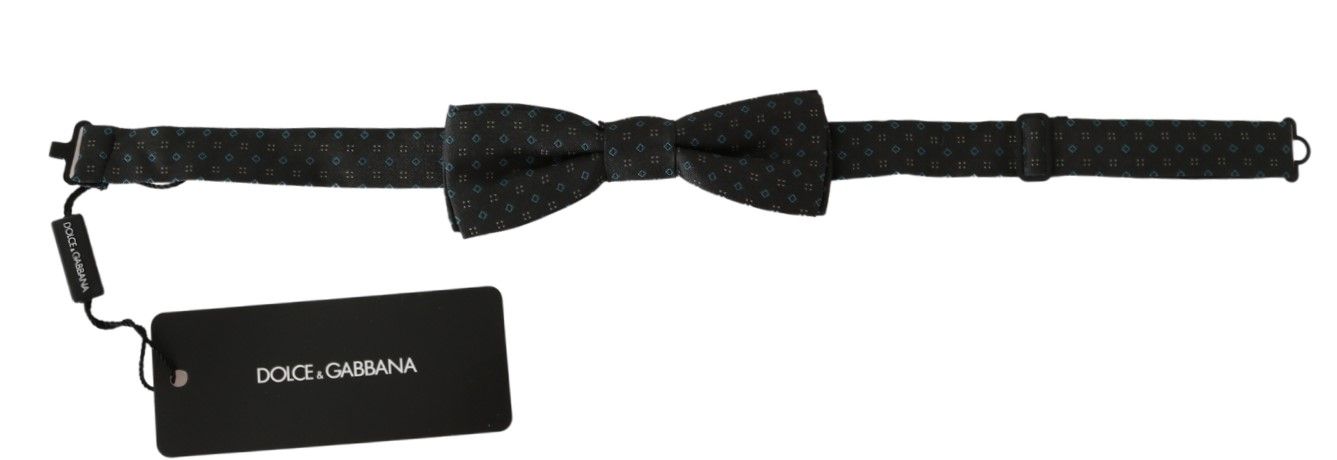 Dolce & Gabbana Elegant Silk Gray Patterned Bow Tie