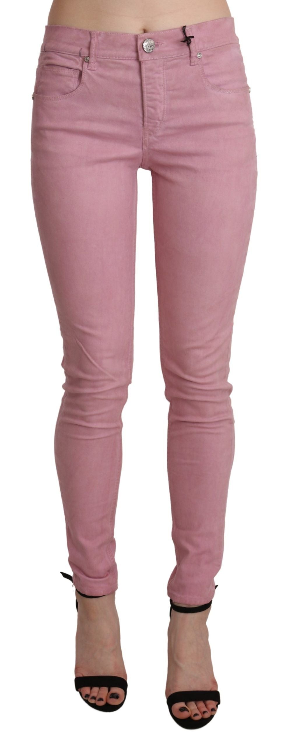 Acht Chic Pink Mid Waist Skinny Jeans