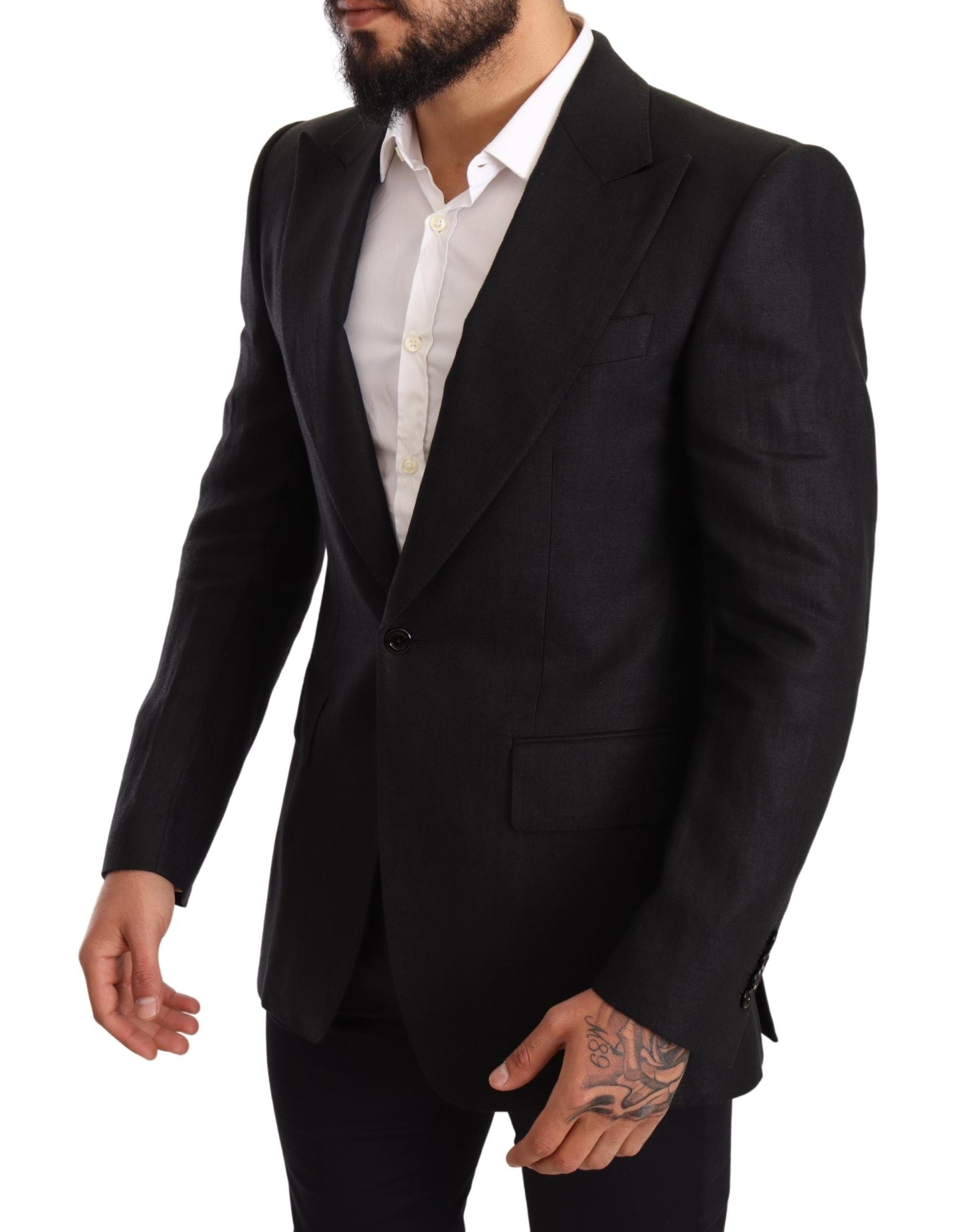 Dolce & Gabbana Elegant Slim Fit Black Linen Blazer