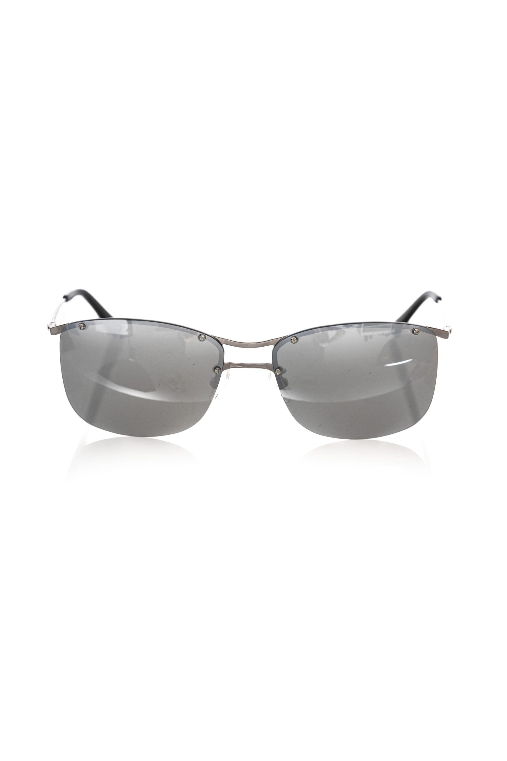 Frankie Morello Silver Metallic Men Sunglass