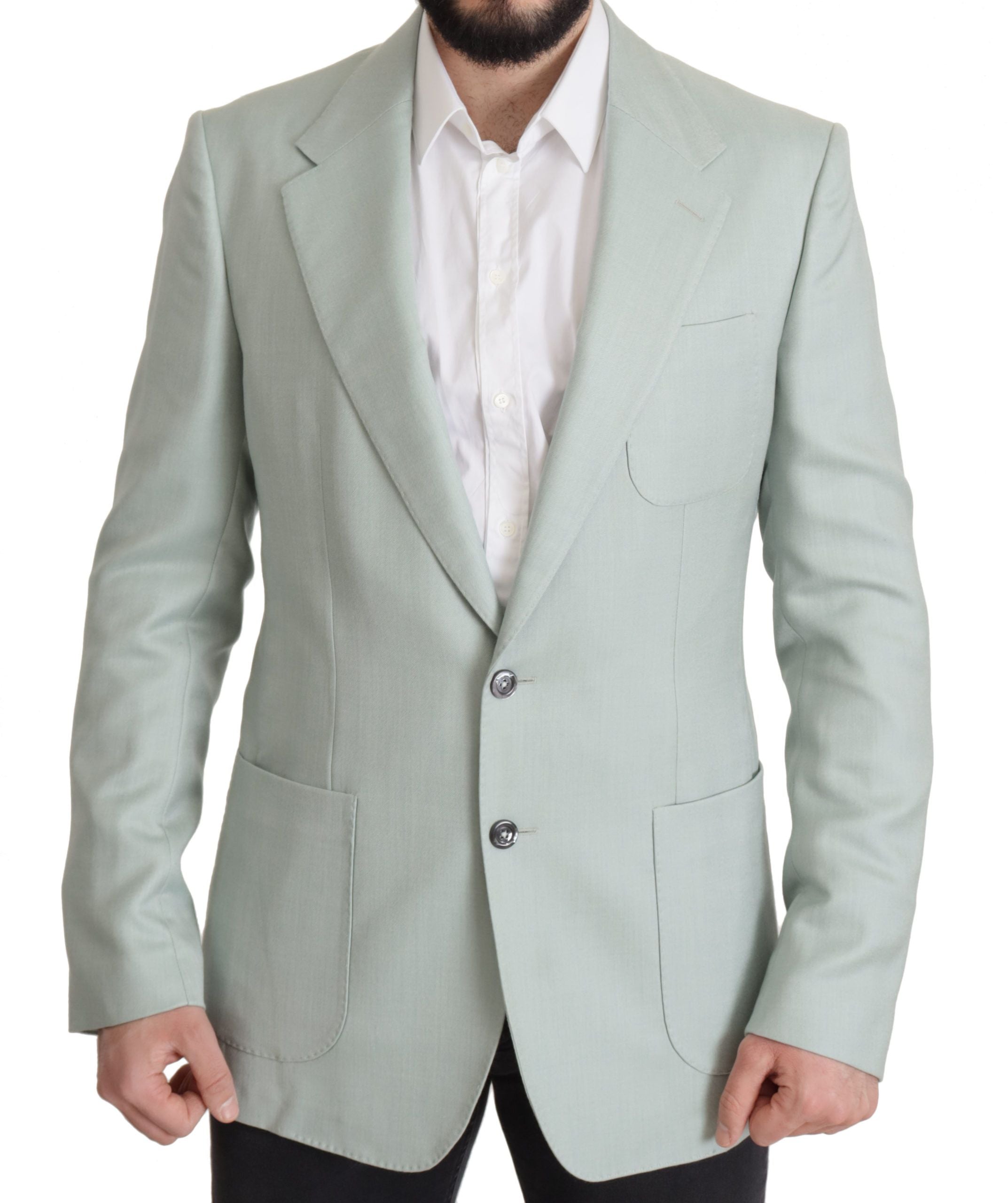 Dolce & Gabbana Elegant Mint Green Silk-Cashmere Blazer