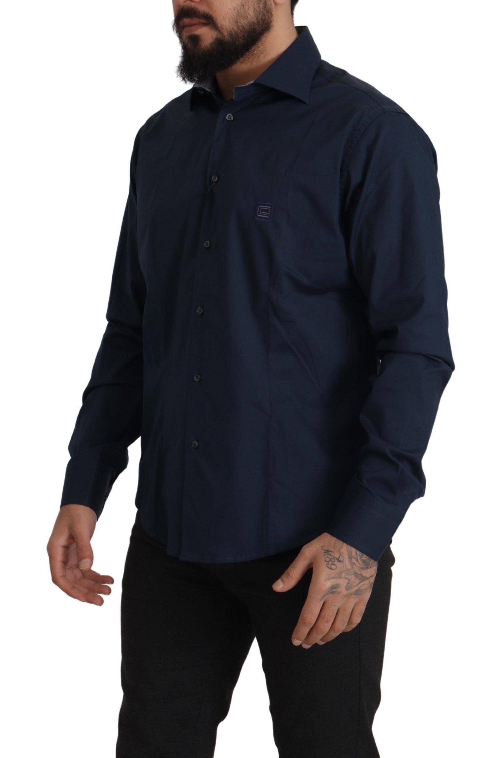 Roberto Cavalli Navy Elegance Cotton Dress Shirt