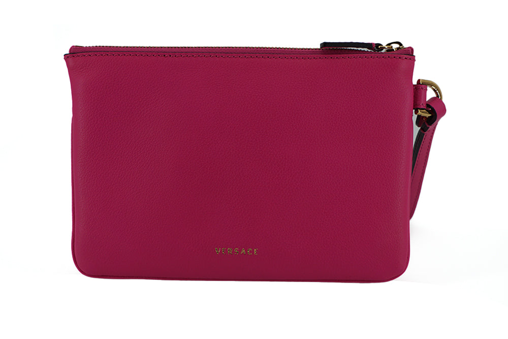 Versace Elegant Pink Leather Pouch Clutch