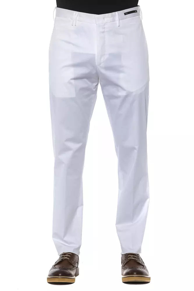 PT Torino White Cotton Men Trousers