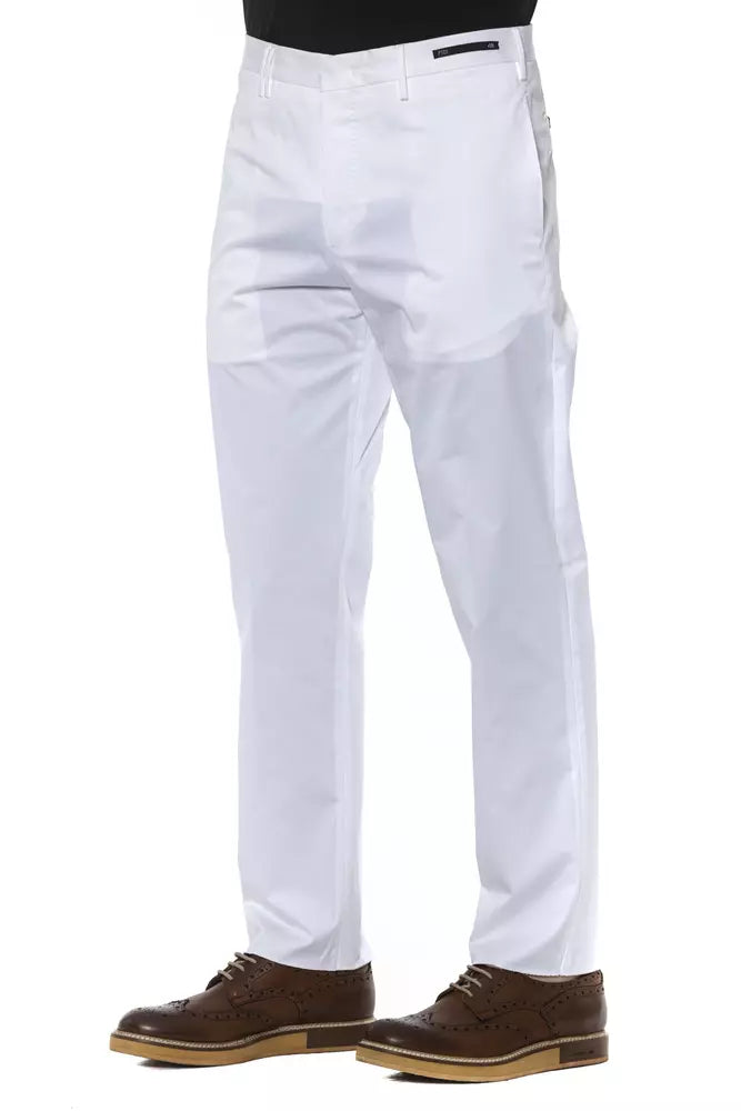 PT Torino White Cotton Men Trousers