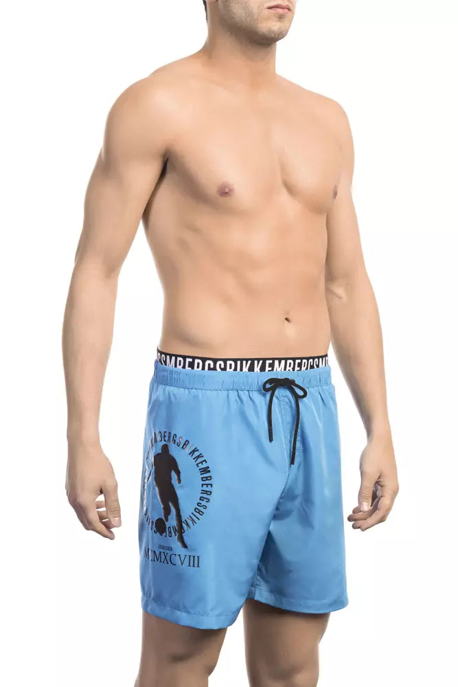 Bikkembergs Light Blue Polyester Men Swimwear