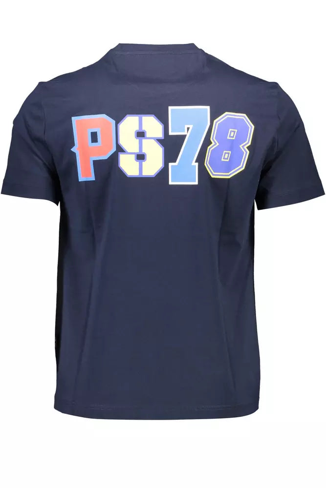 Plein Sport Sleek Blue Crew Neck Tee with Contrasting Prints