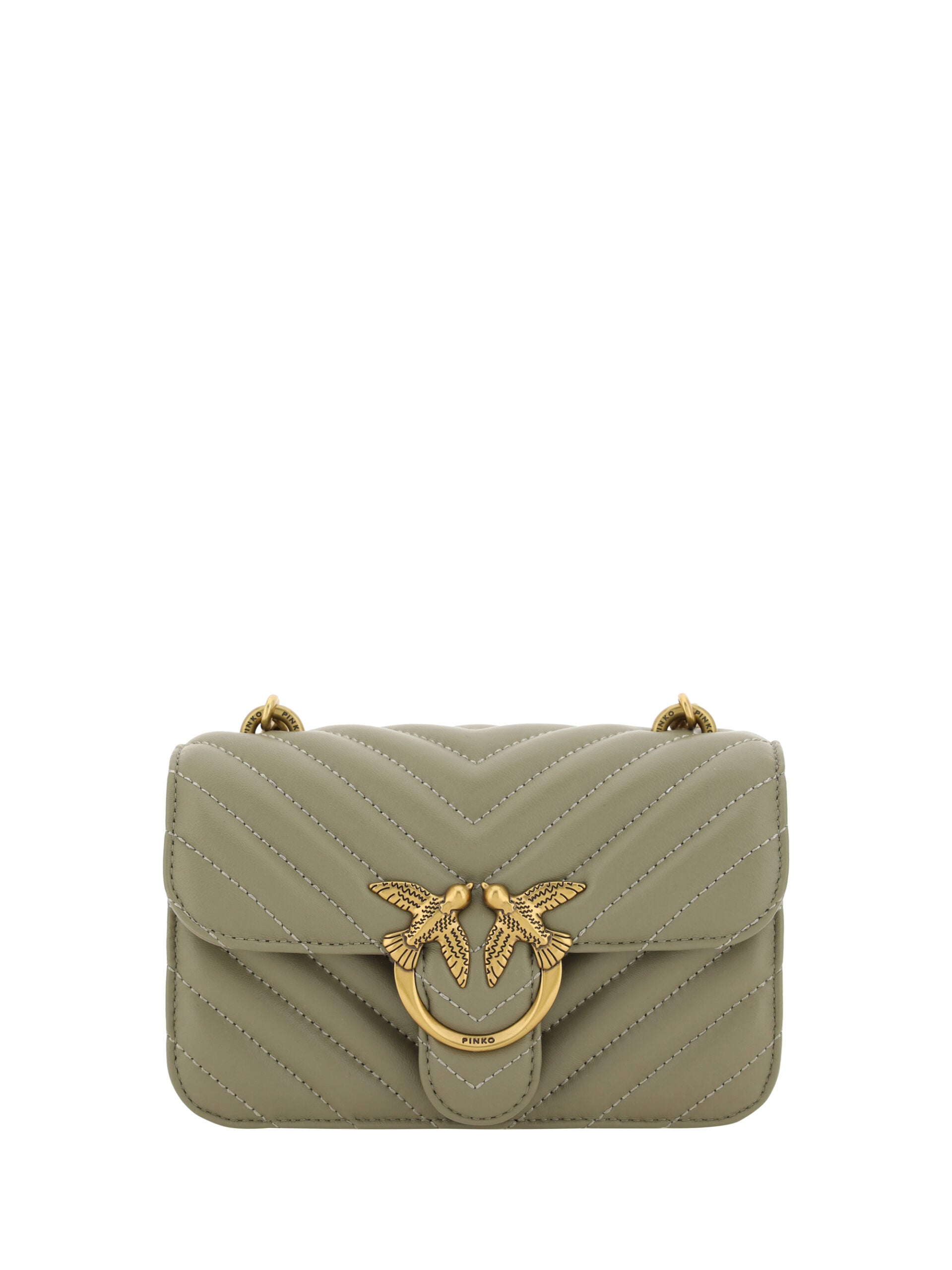 PINKO Chic Mini Love Bell Shoulder Bag in Noce Green