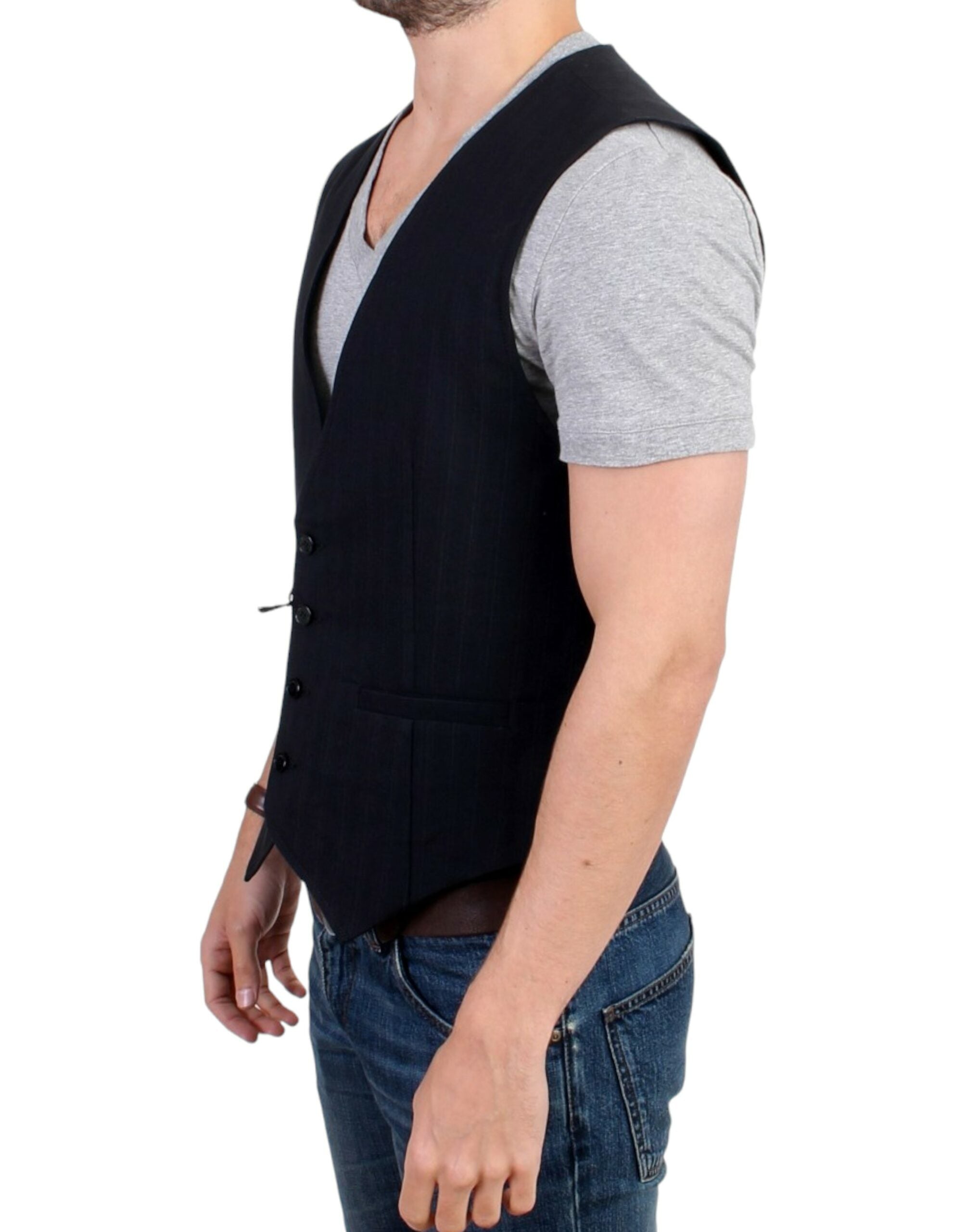 Costume National Elegant Striped Casual Vest - Cotton Blend