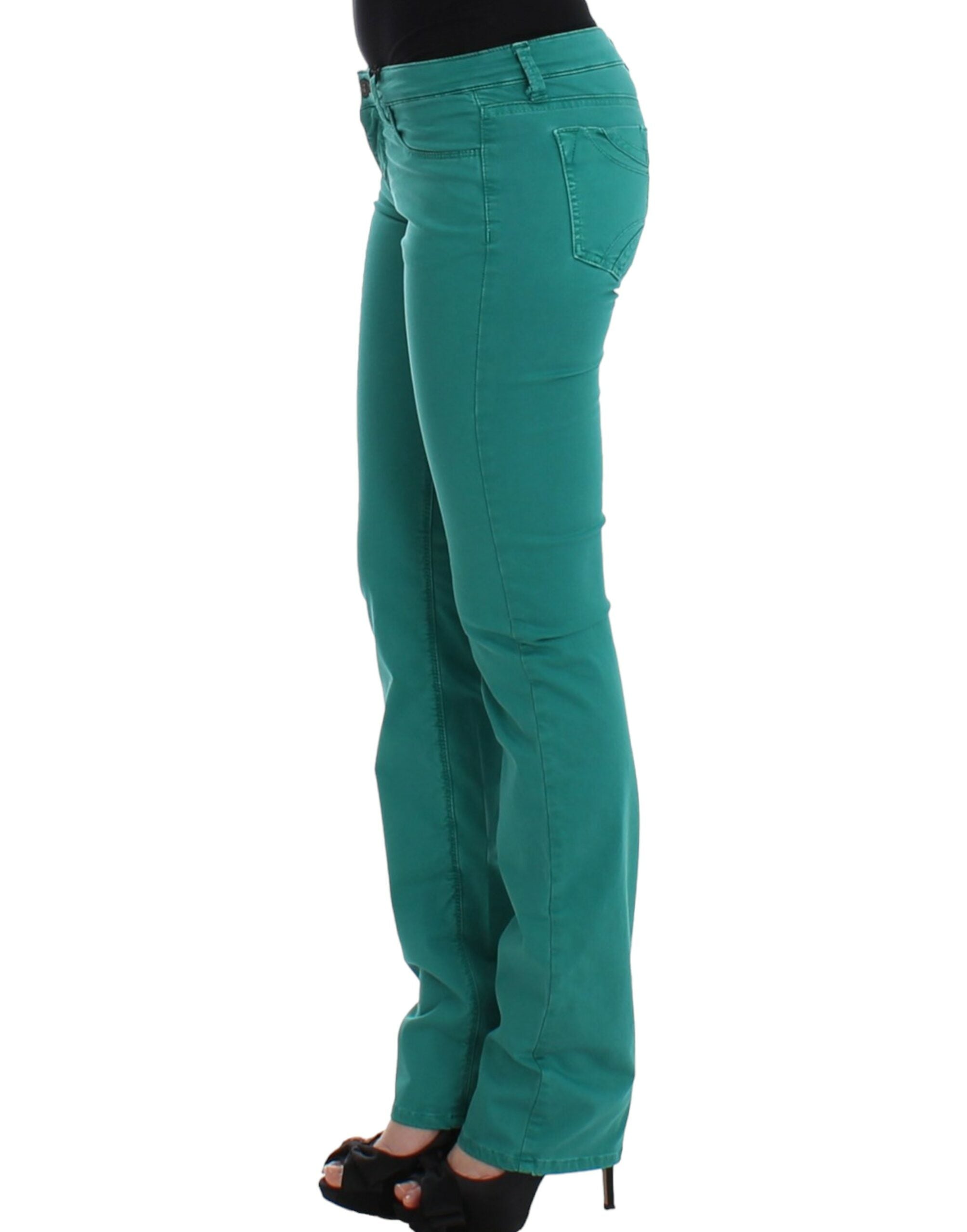 Costume National Chic Green Straight Leg Jeans for Sophisticated Style