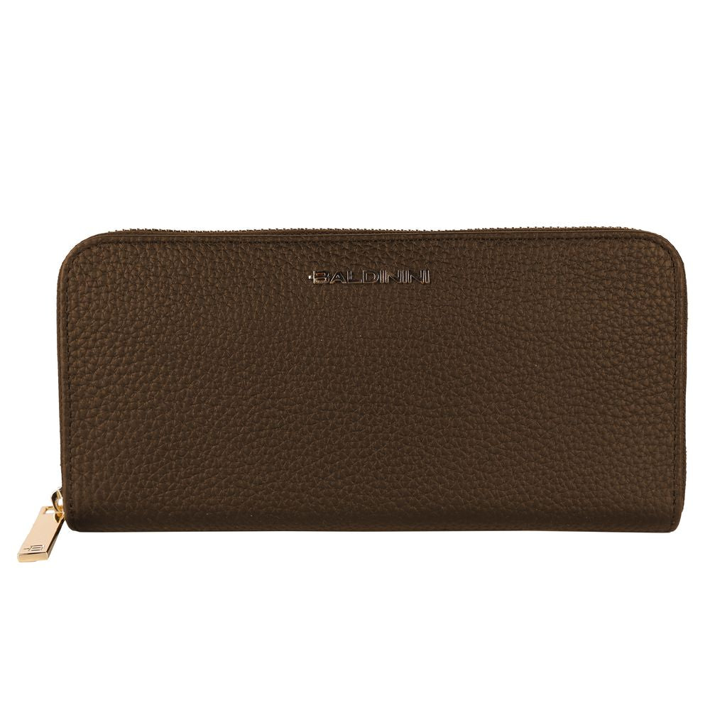 Baldinini Trend Exquisite Leather Zip Wallet in Brown