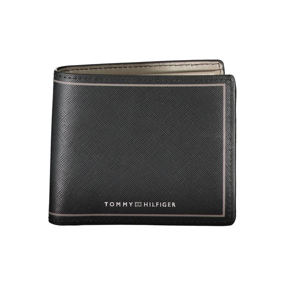 Tommy Hilfiger Elegant Black Leather Dual-Compartment Wallet