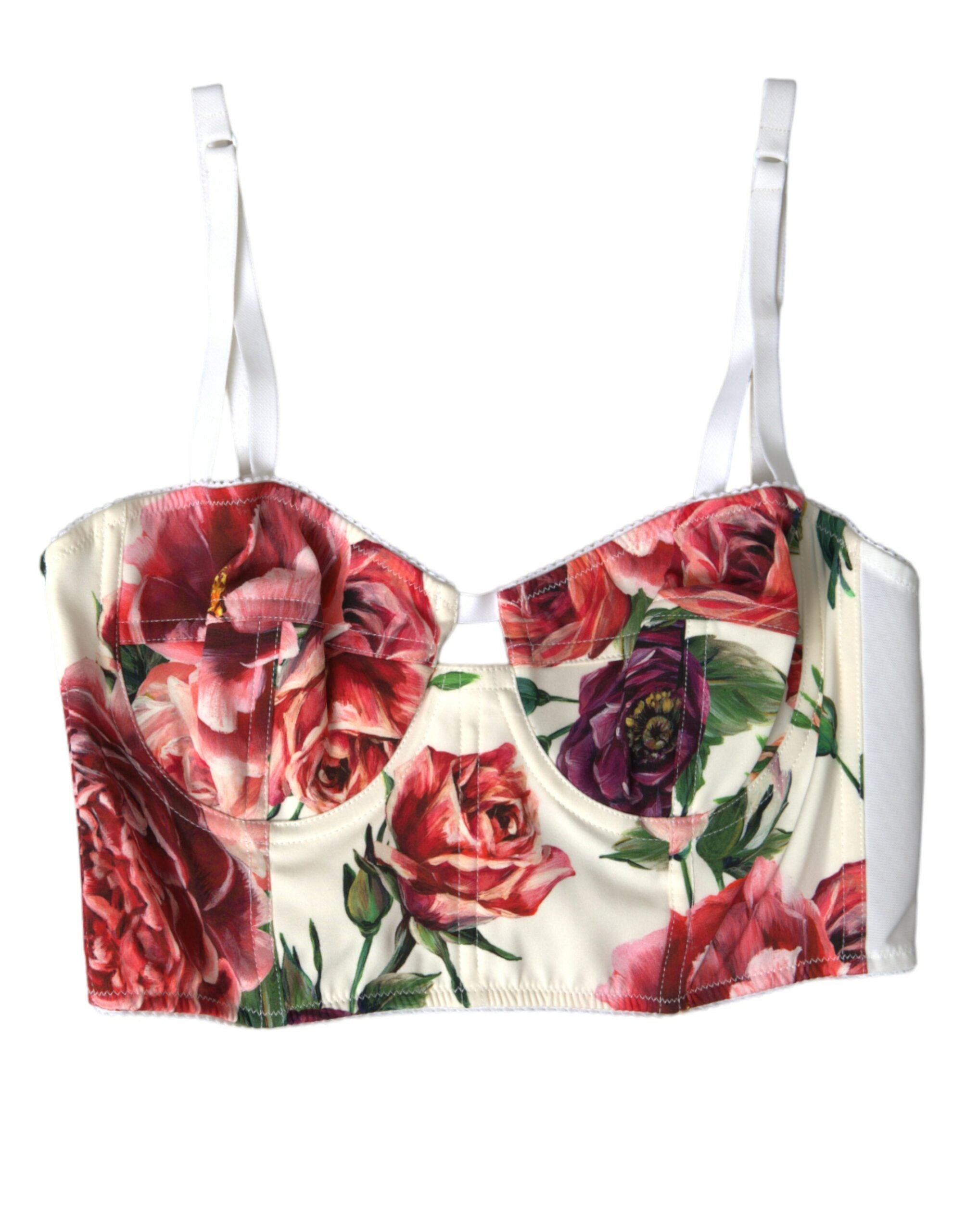 Dolce & Gabbana Floral Silk Blend Bustier Crop Top