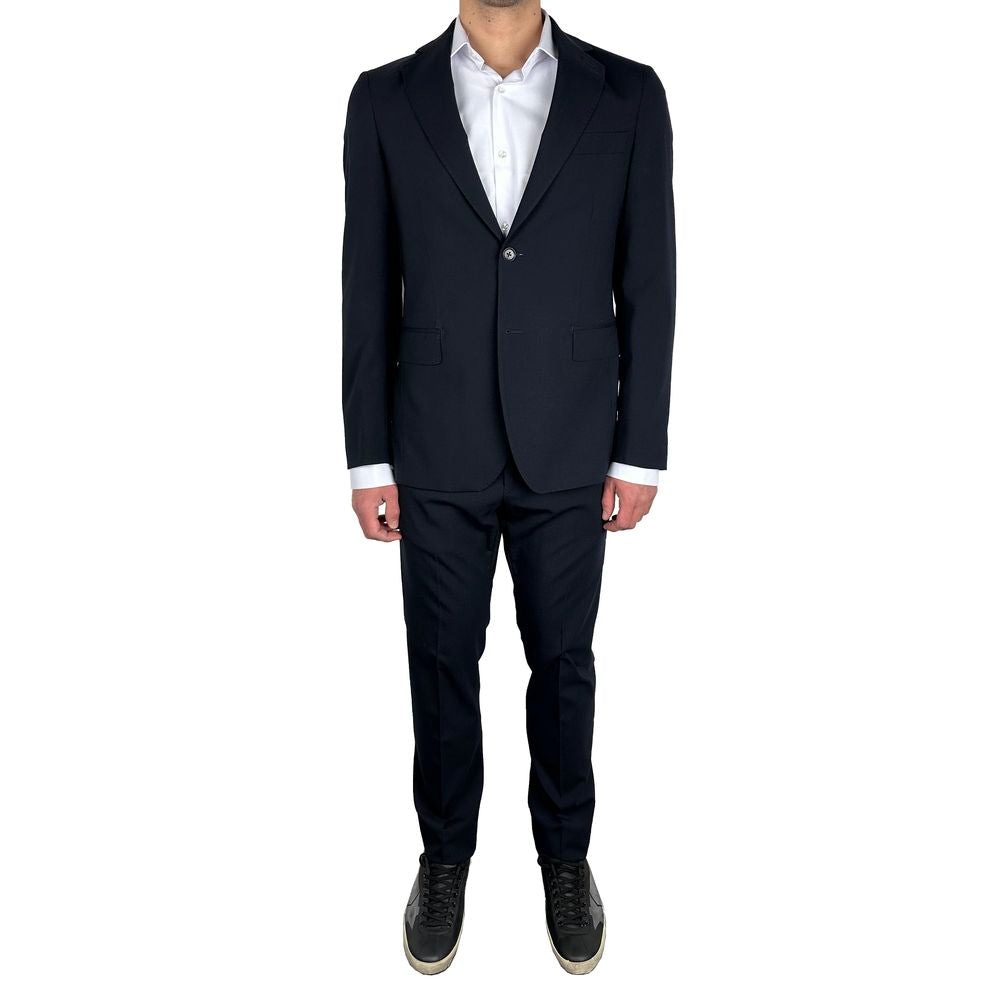 Aquascutum Blue Wool Mens Single-Breasted Suit