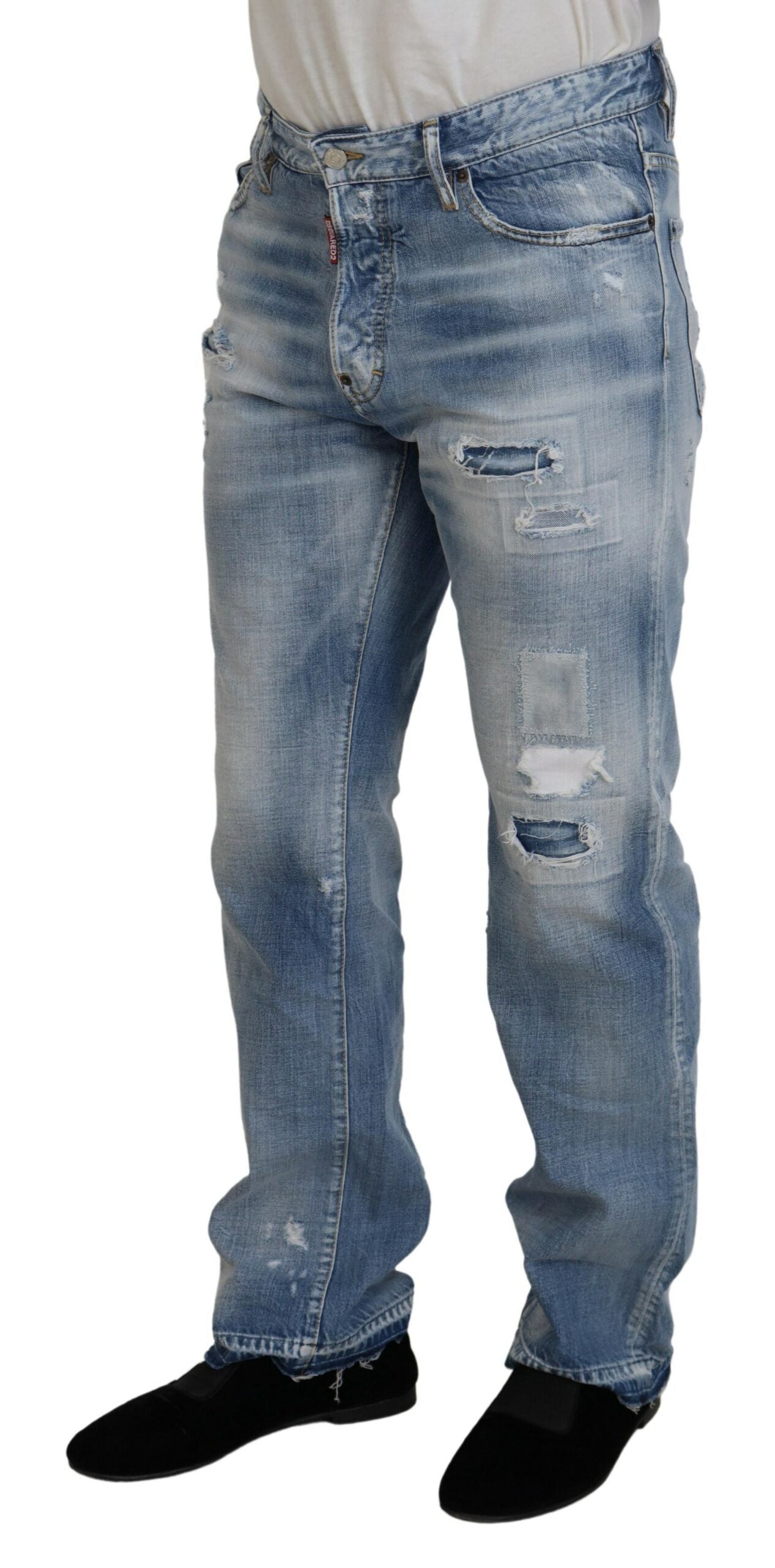 Dsquared² Blue Washed Straight Fit Men Casual Denim Jeans