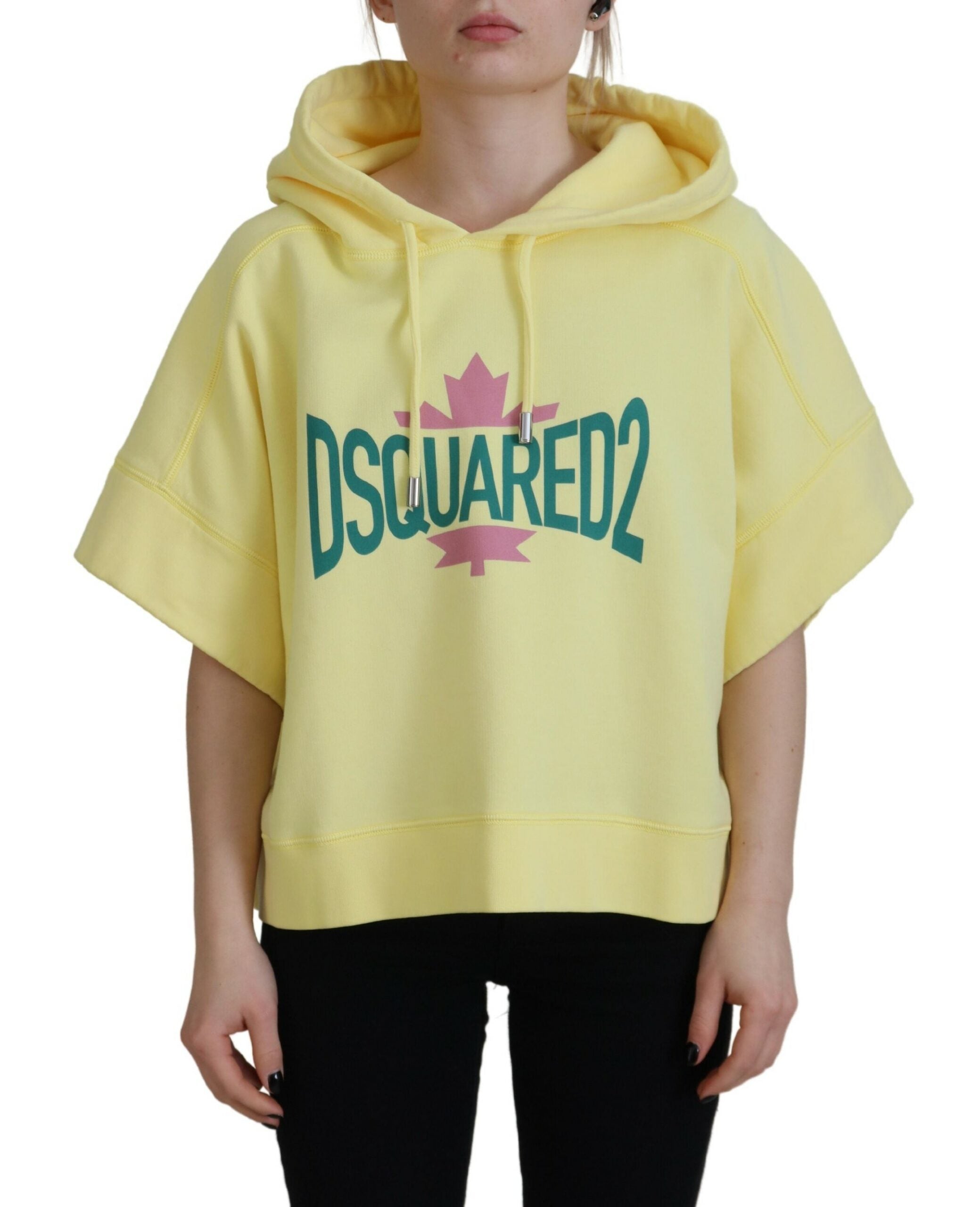 Dsquared² Yellow Logo Print Cotton Hoodie Sweatshirt Sweater