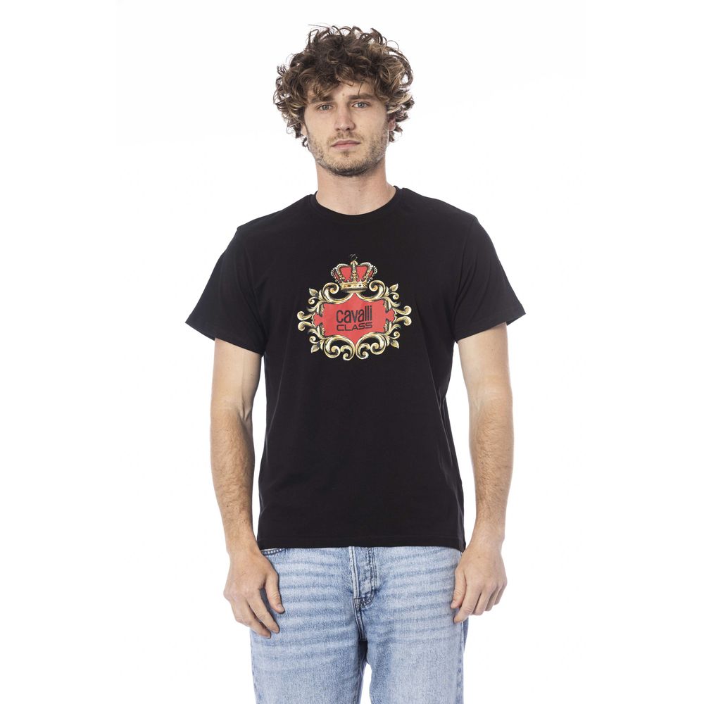 Cavalli Class Black Cotton Men T-Shirt