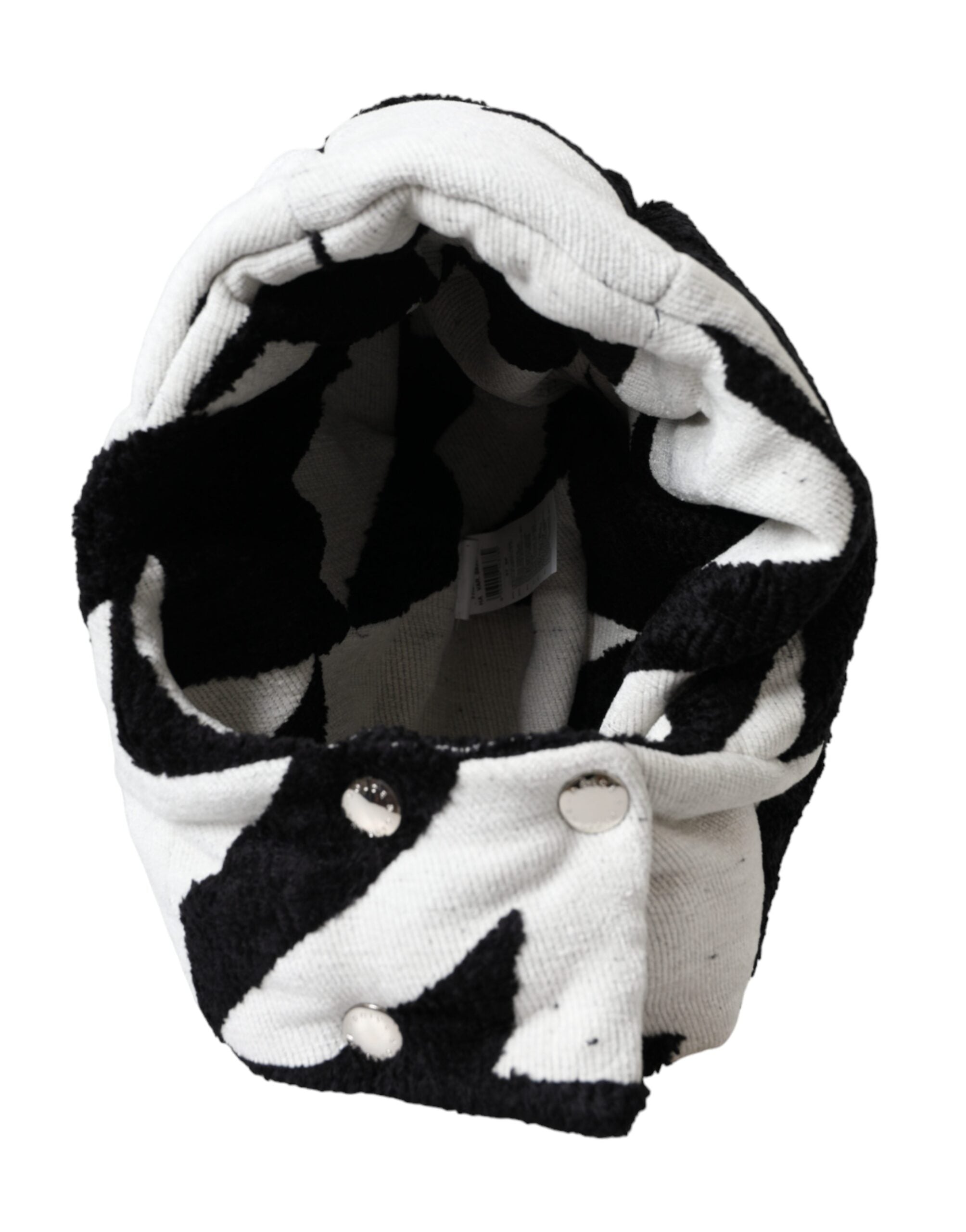 Dolce & Gabbana Black White Wool Whole Head Wrap Hat