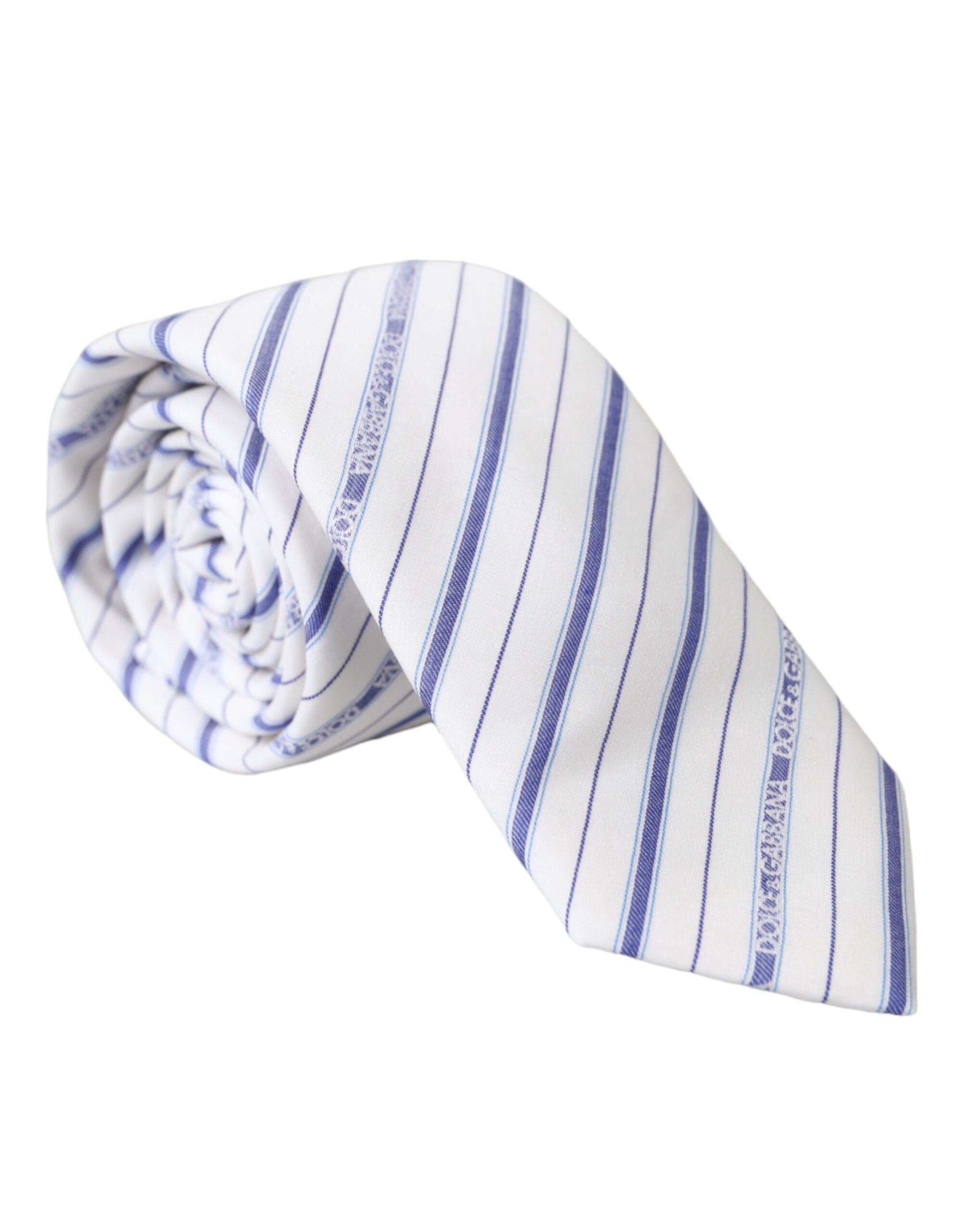 Dolce & Gabbana White Blue Stripes Silk Adjustable Tie