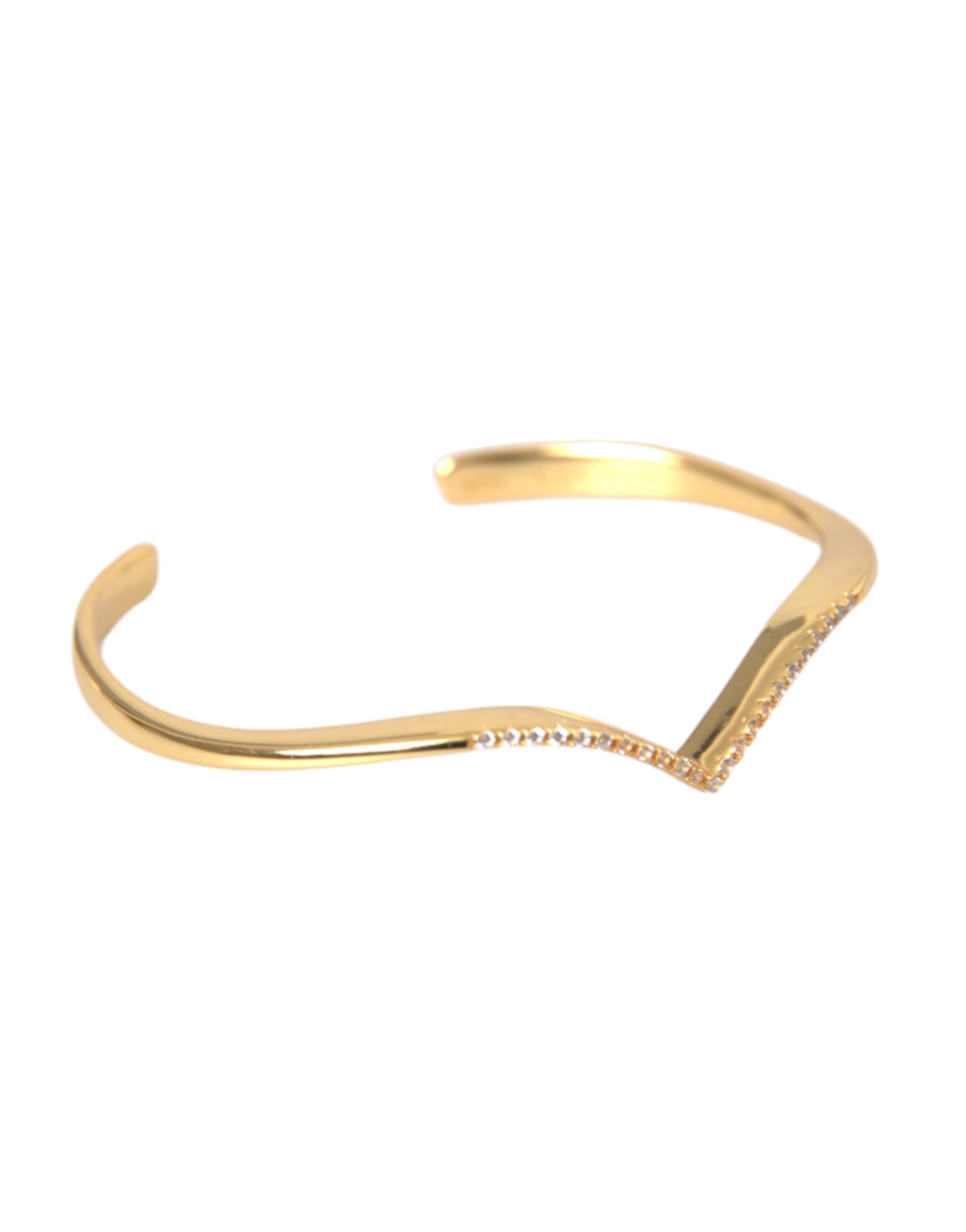 Nialaya Arched Wing Cuff Skyfall Gold CZ 925 Bracelet