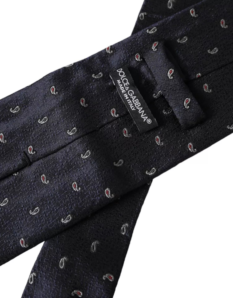 Dolce & Gabbana Dark Blue Fantasy 100% Silk Adjustable Men Tie