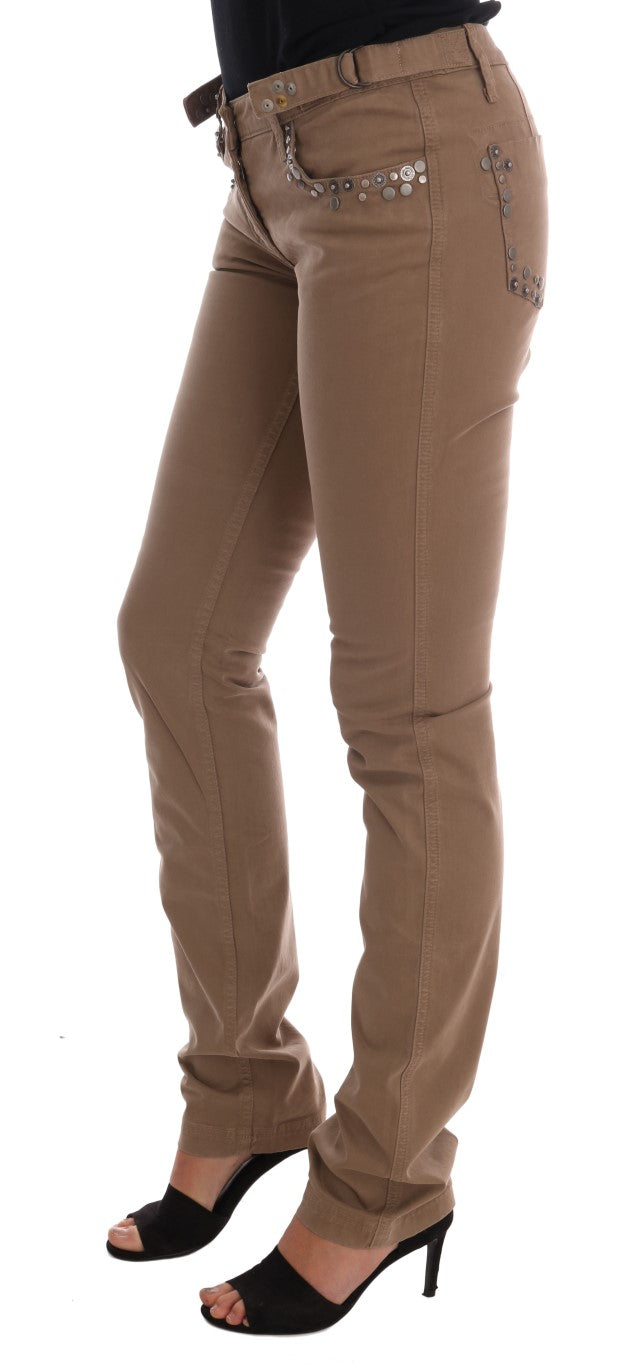 Costume National Beige Super Slim Fit Designer Jeans