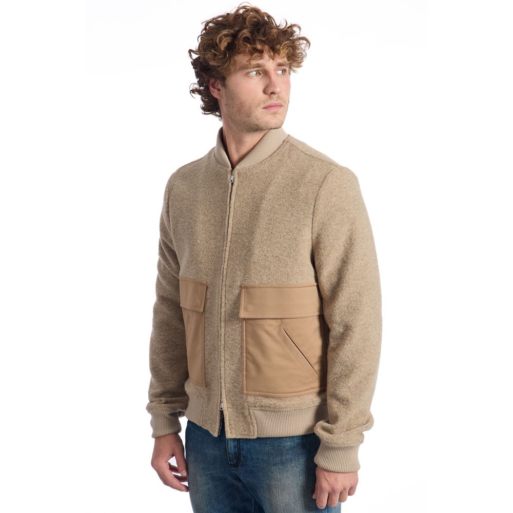 Roberto Pepe Luxury Beige Wool Men Jacket