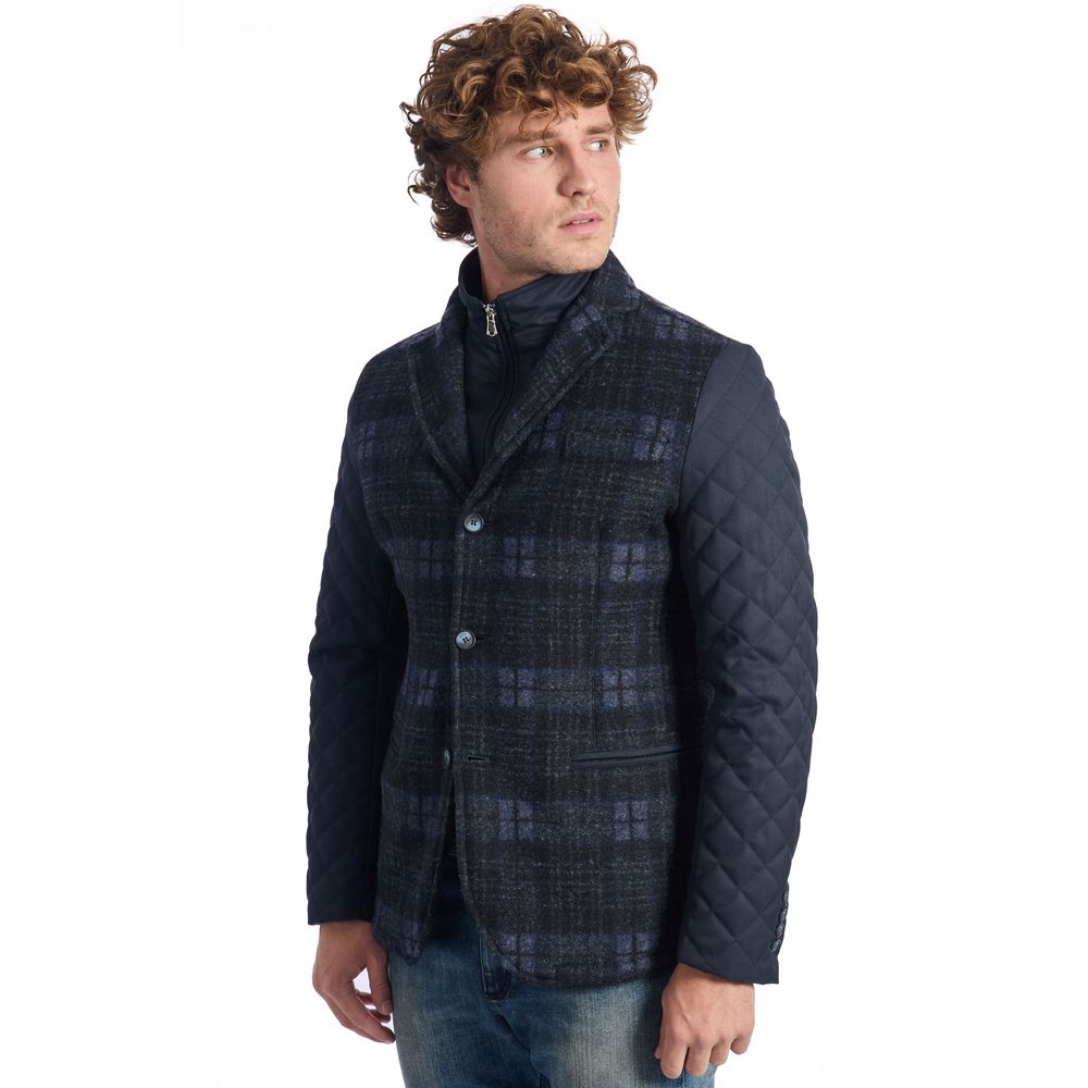 Roberto Pepe Luxury Blue Wool Men Jacket