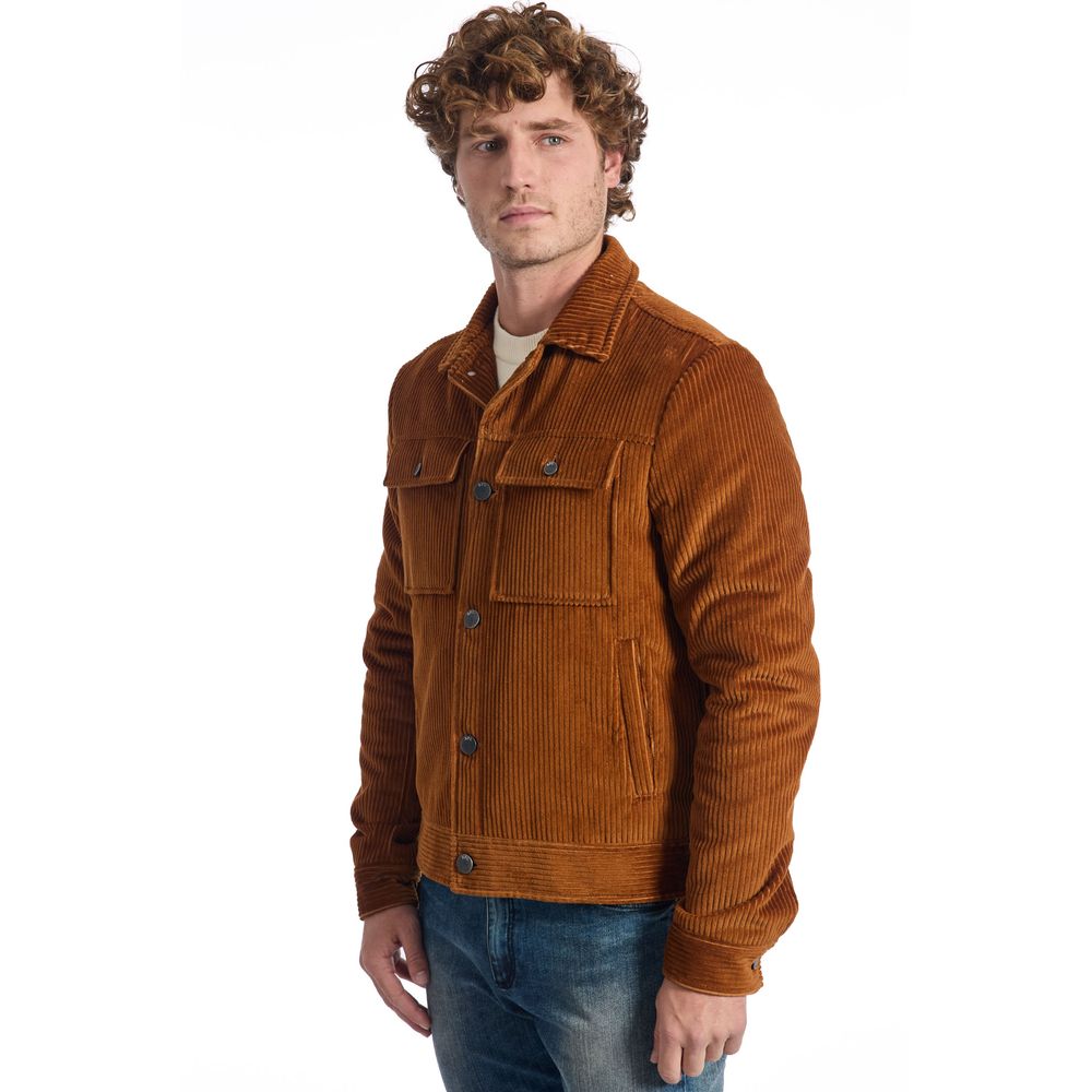 Roberto Pepe Luxury Brown Cotton Men Jacket