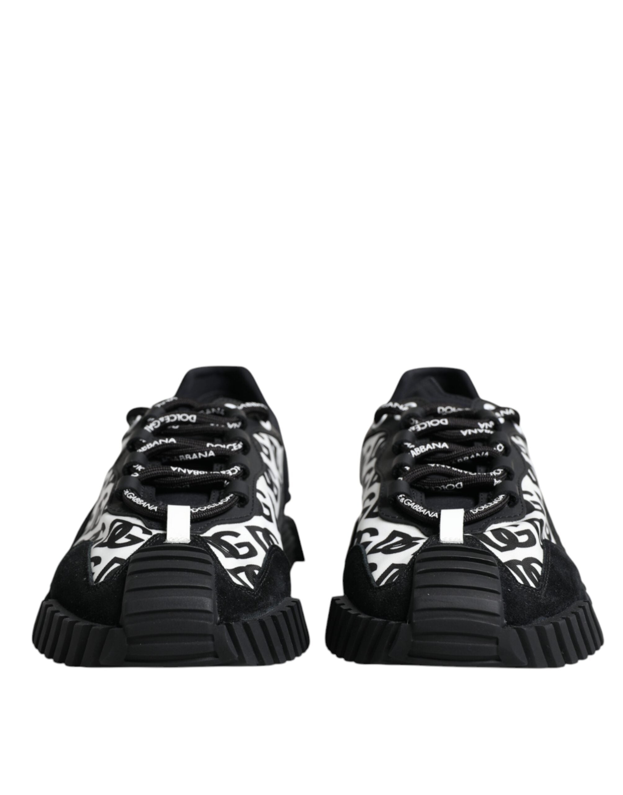 Dolce & Gabbana Black Logo Lace Up Low Top NS1 Sneakers Shoes