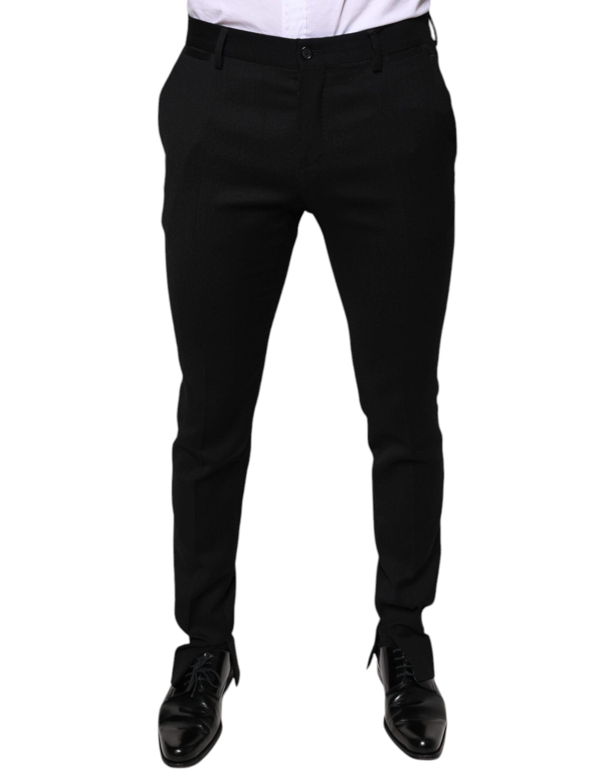 Dolce & Gabbana Black Wool Skinny Formal Dress Pants