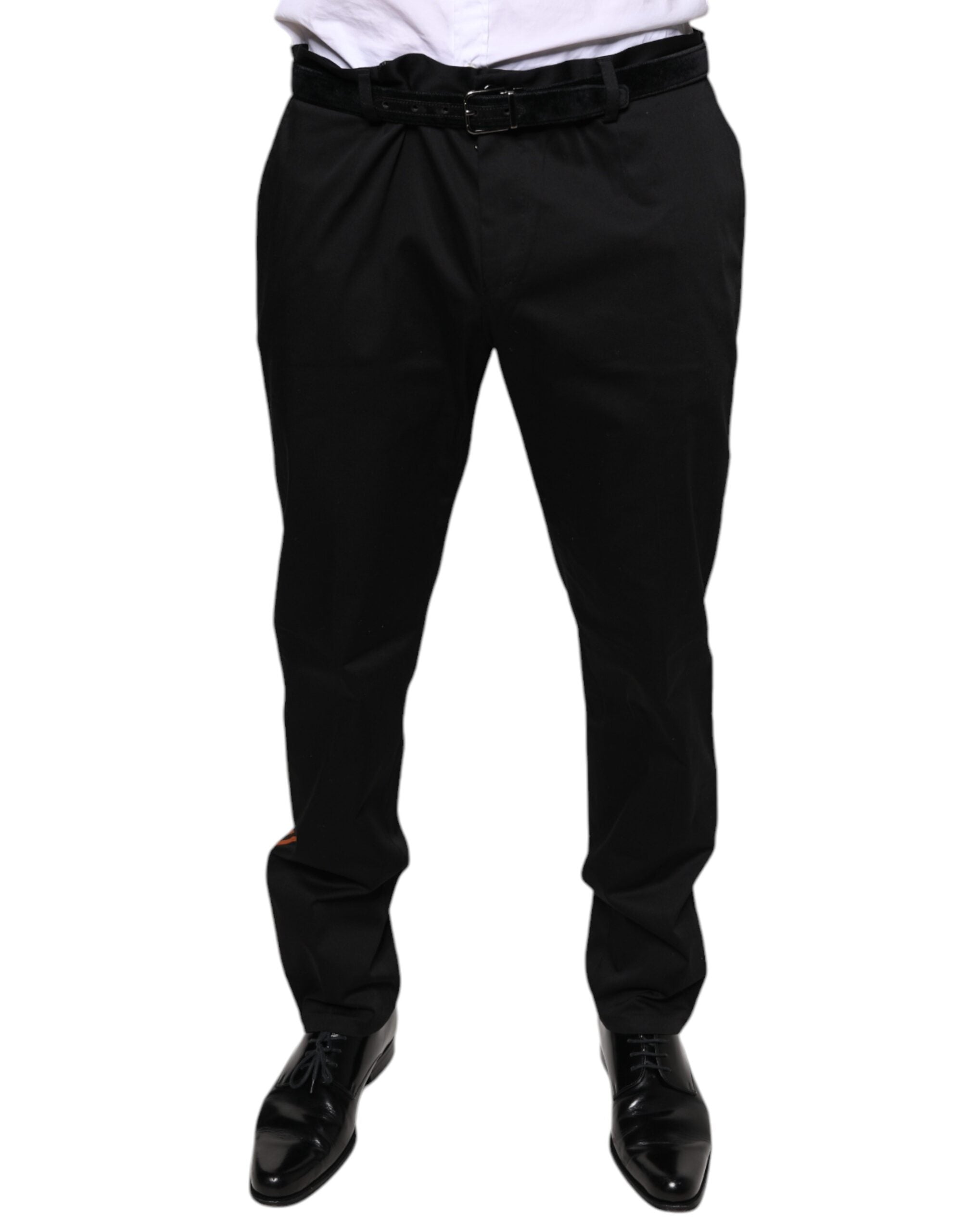 Dolce & Gabbana Black Cotton Stretch Skinny Men Dress Pants