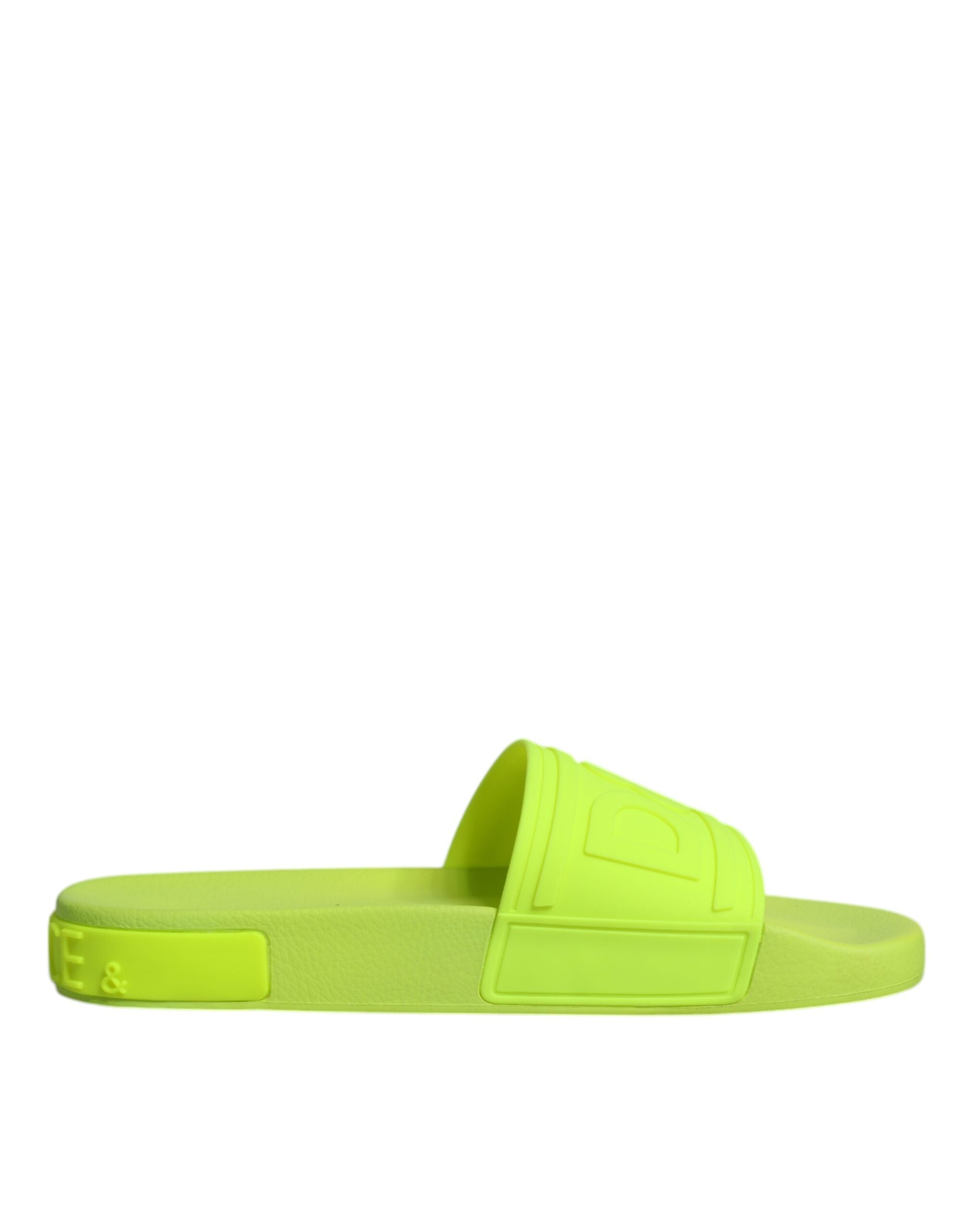 Dolce & Gabbana Green Rubber Slides Sandals Beachwear Shoes