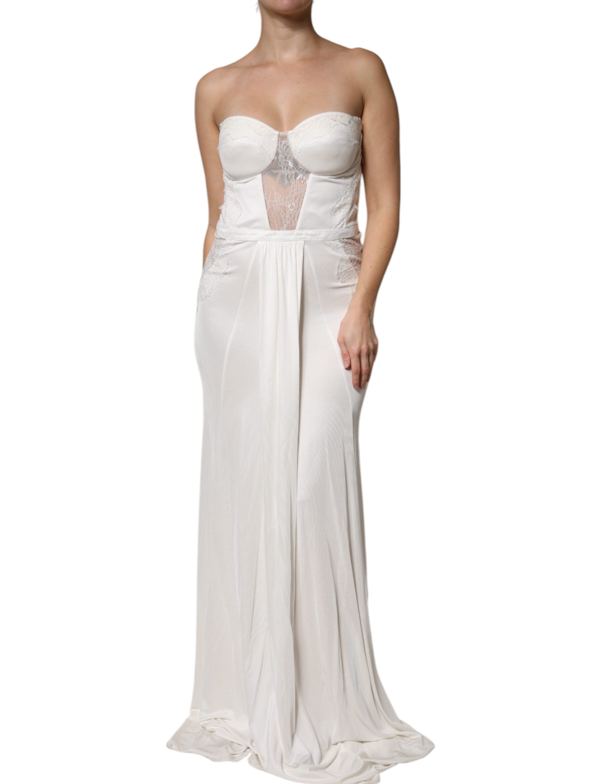 Elisabetta Franchi White Strapless Bustier Mermaid Gown Dress