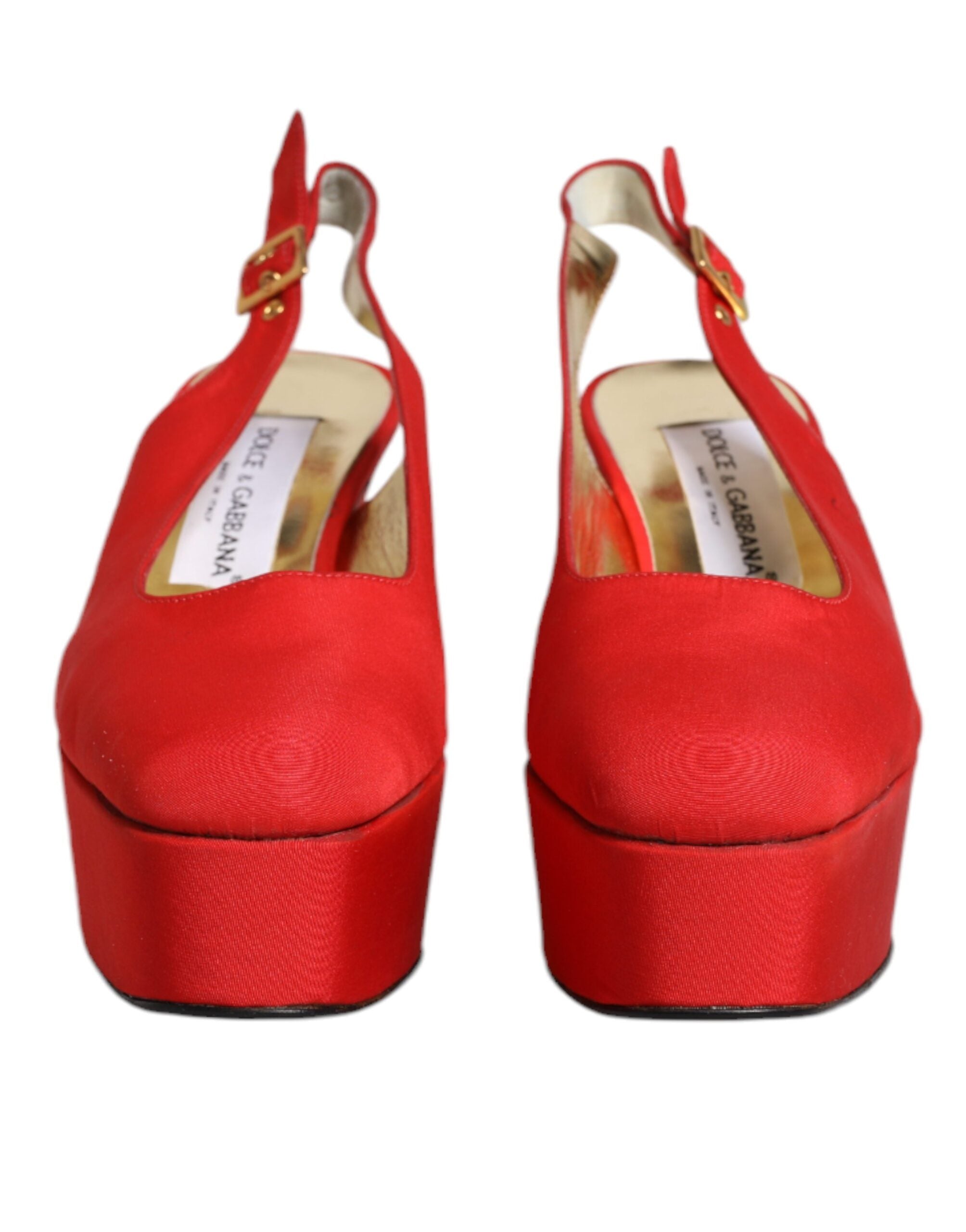 Dolce & Gabbana Red Platform Slingback Heels Sandals Shoes