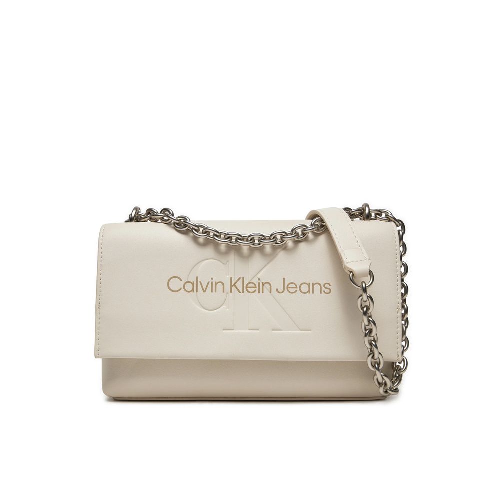 Calvin Klein Jeans Beige Faux Leather Shoulder Bag