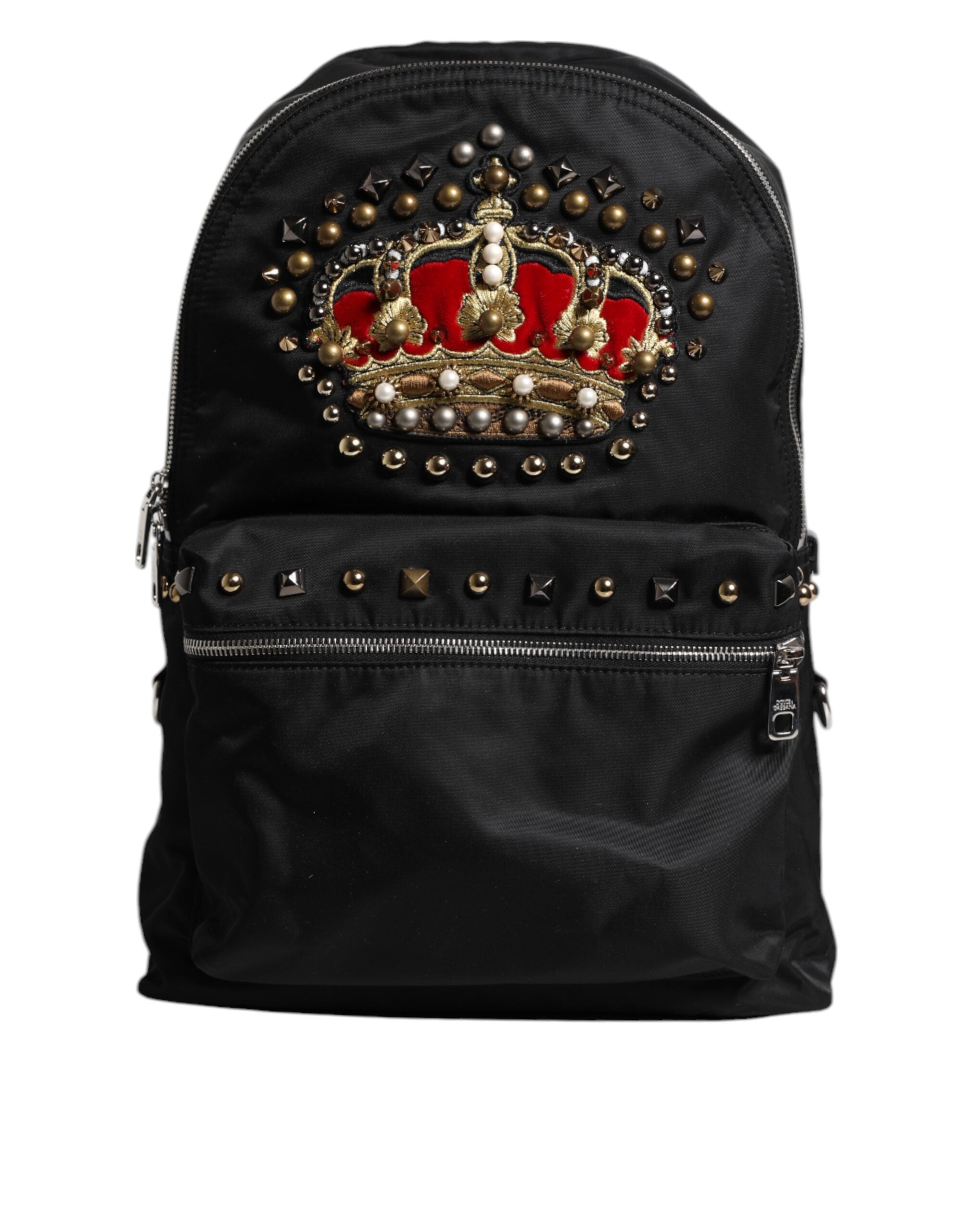Dolce & Gabbana Black Nylon DG Crown Embellished Backpack VULCANO Bag