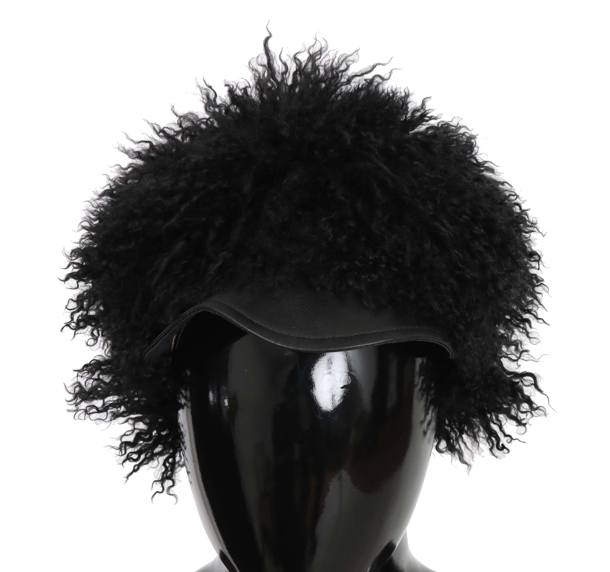 Dolce & Gabbana Chic Black Gatsby Cap in Tibet Lamb Fur