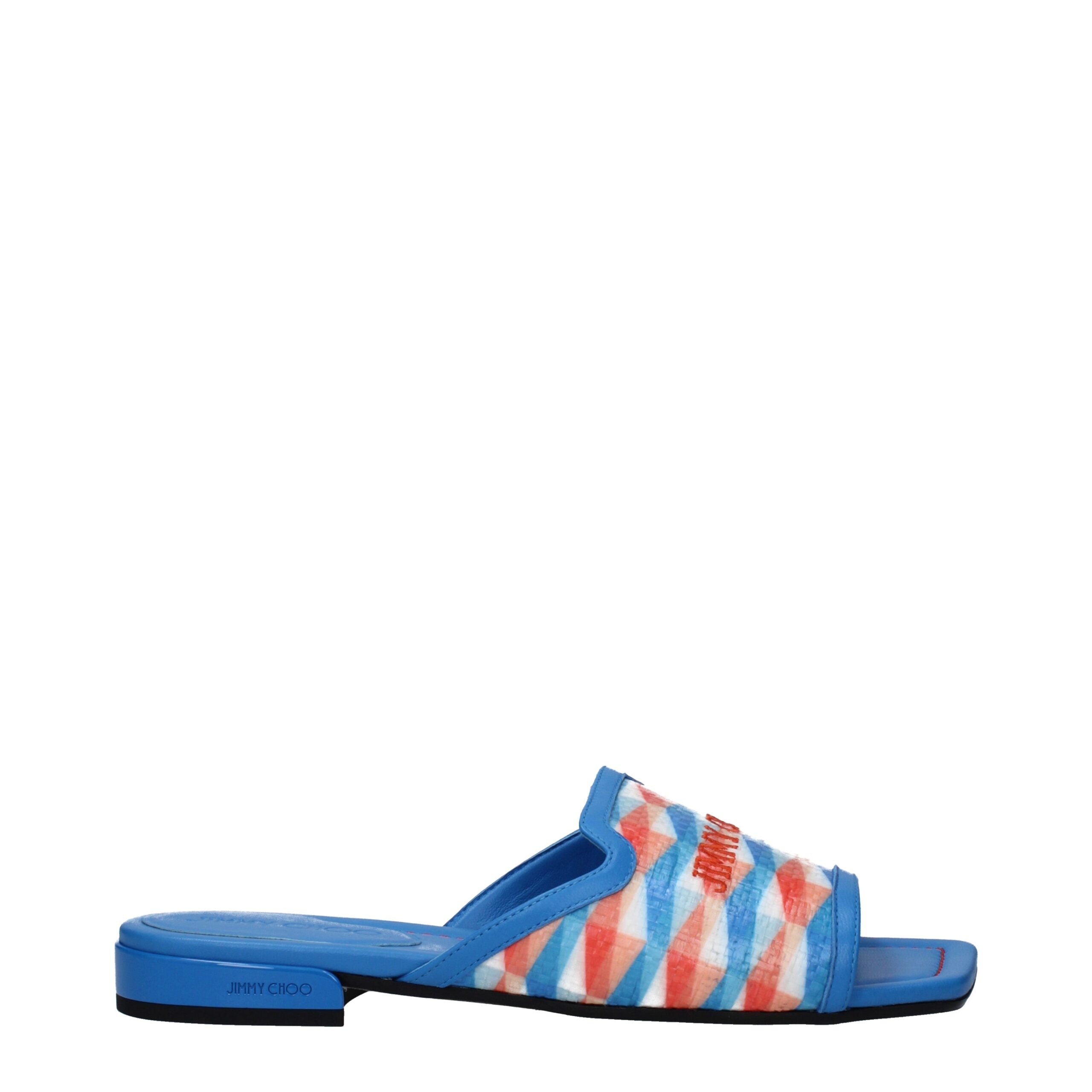 Jimmy Choo Light Blue Fabric Slippers Sandals