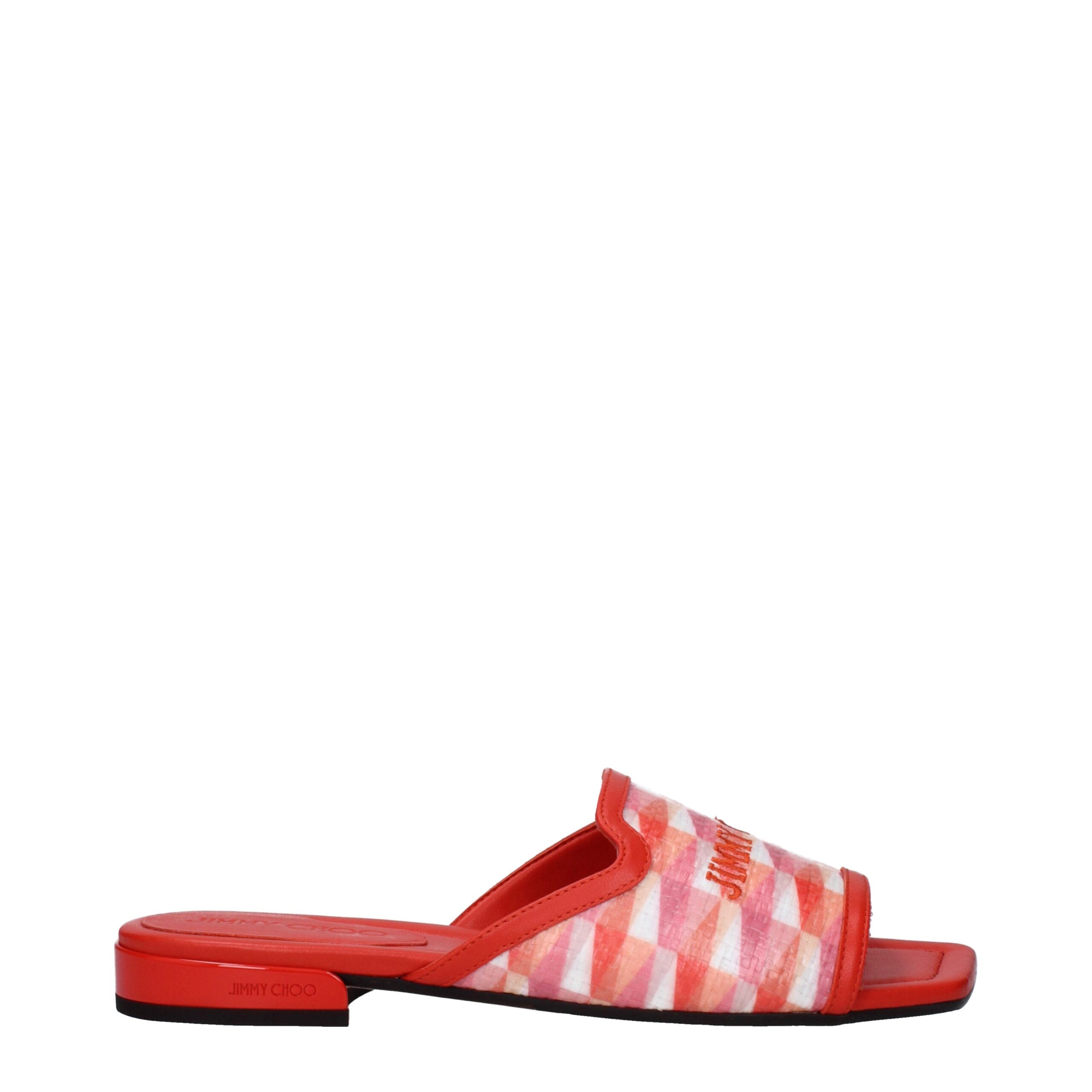 Jimmy Choo Orange Fabric Slippers Sandals