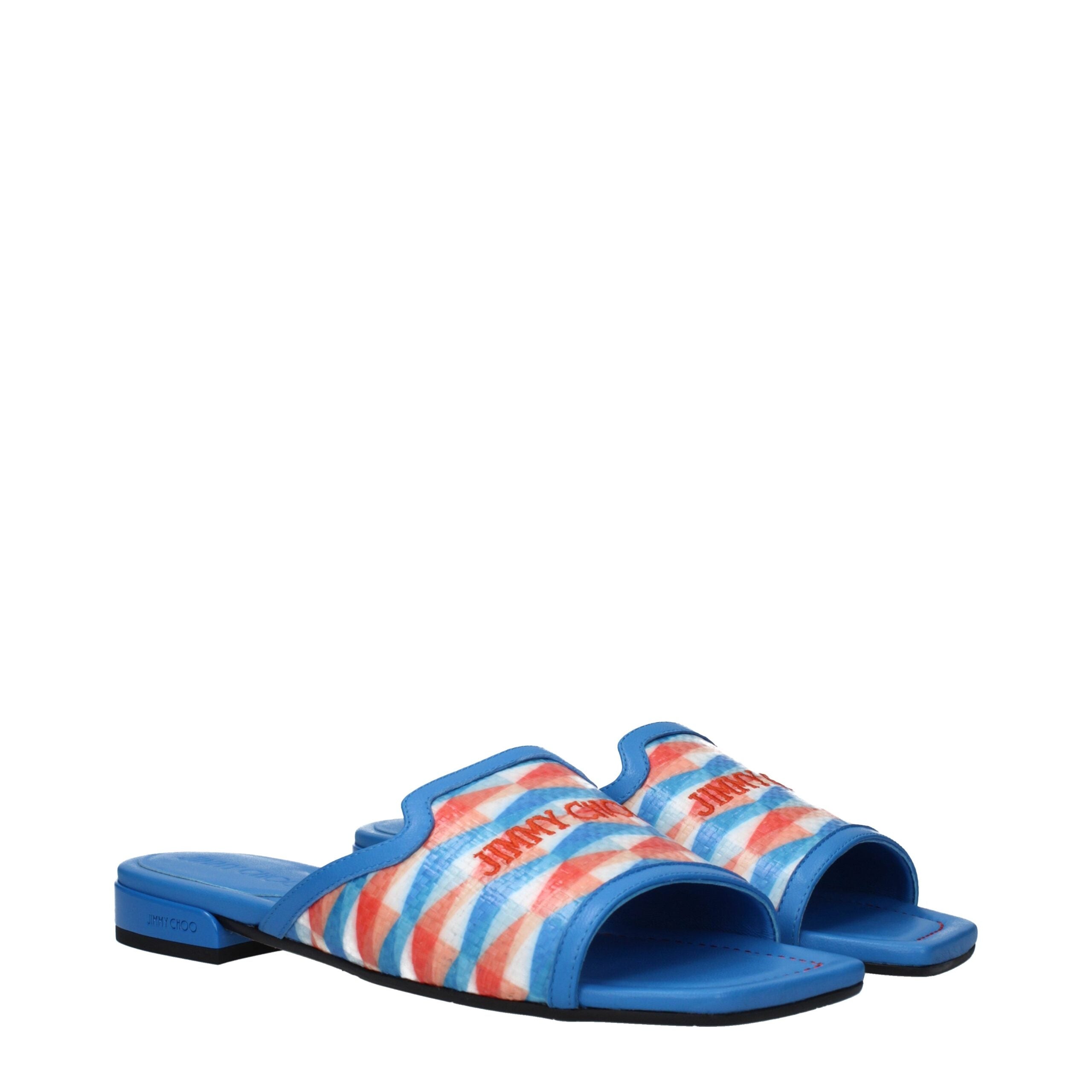 Jimmy Choo Light Blue Fabric Slippers Sandals