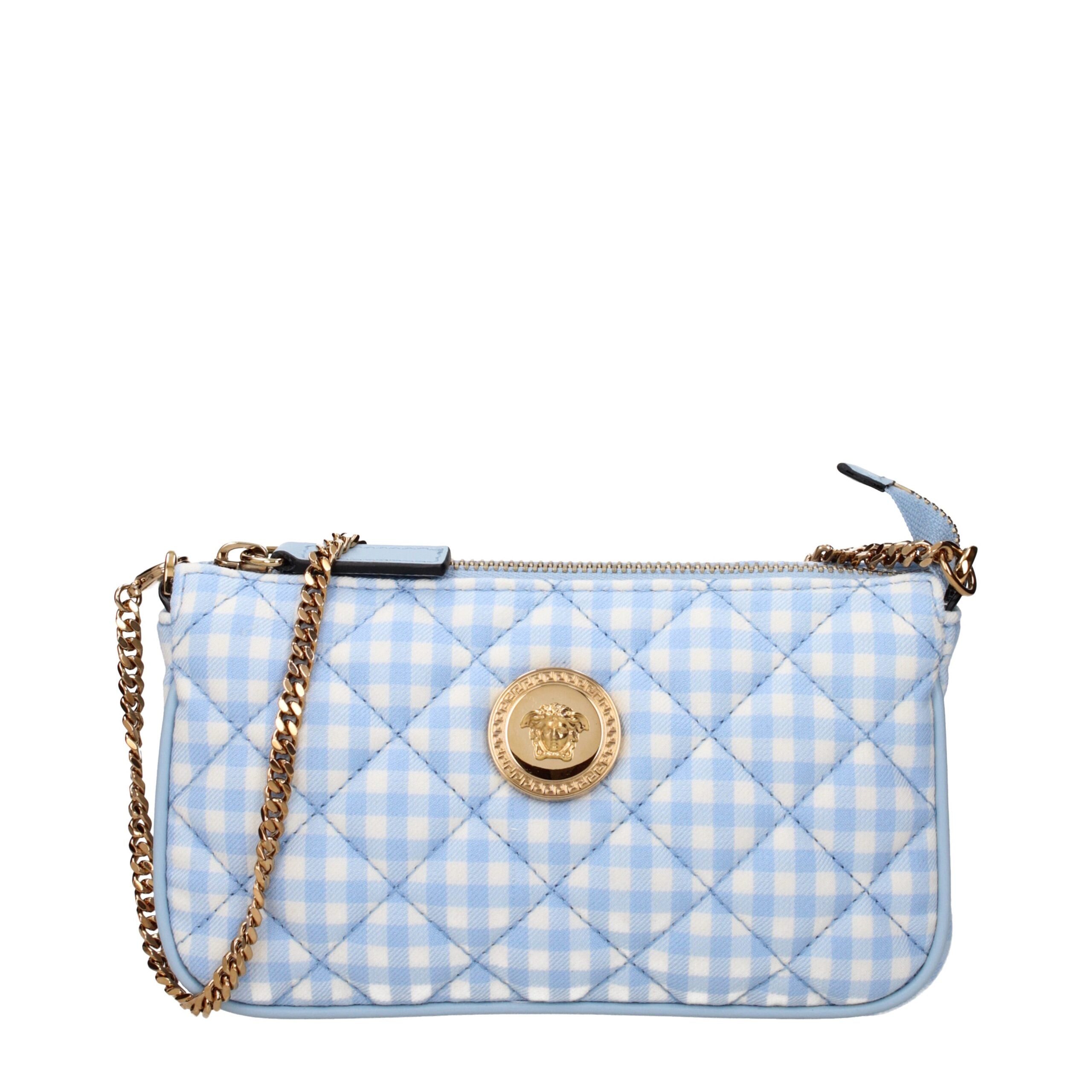 Versace Light Blue Fabric Handbag