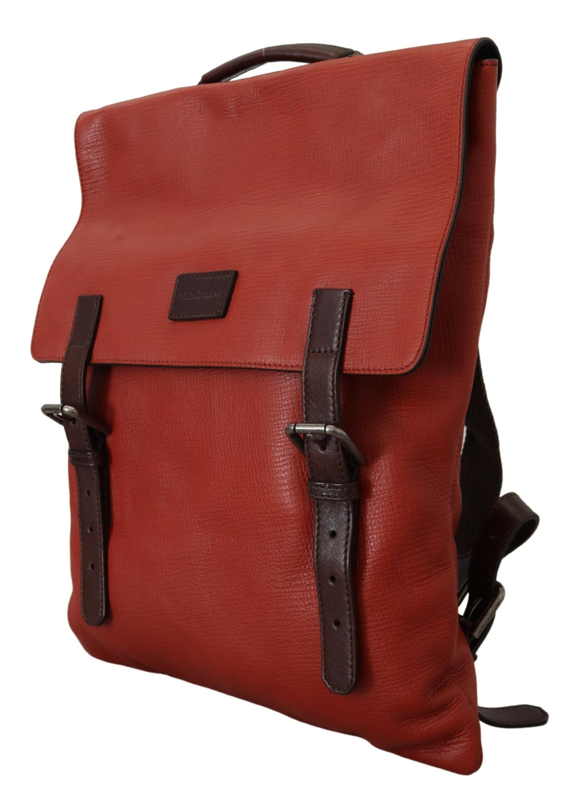 Dolce & Gabbana Elegant Calfskin Leather Backpack in Orange